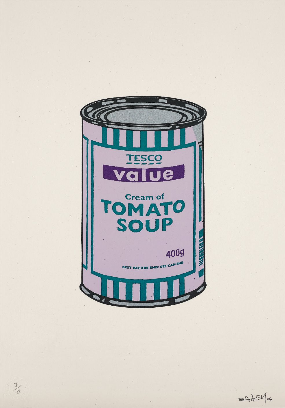 Banksy — Soup Can (Lilac/Emerald/Purple)