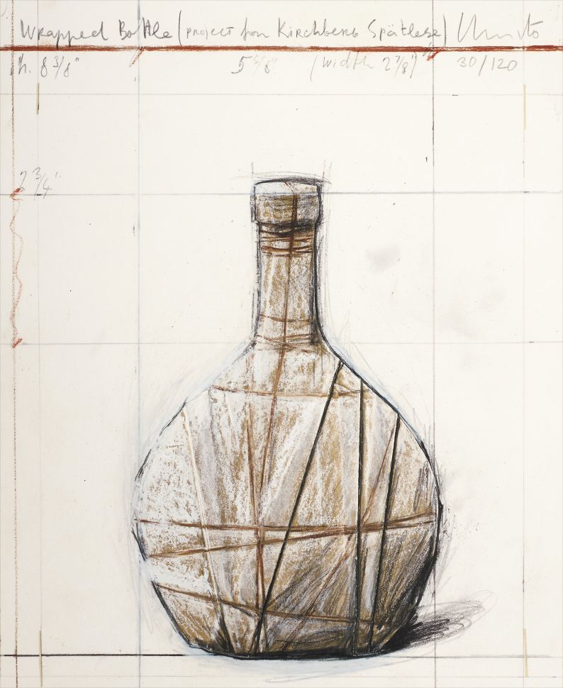 Christo and Jeanne-Claude — Wrapped Bottle, Project for Kirchberg Spätlese