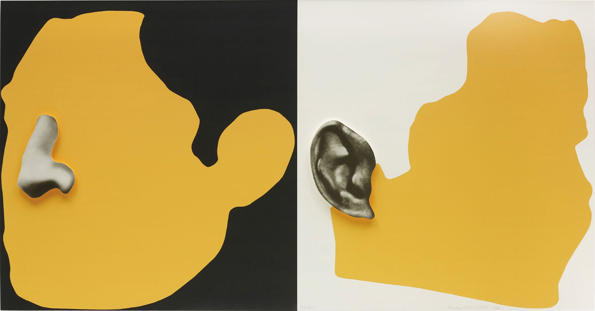 John Baldessari — Noses & Ears, Etc.: The Gemini Series: Two Profiles, One with Nose (B&W); One with Ear (B&W)