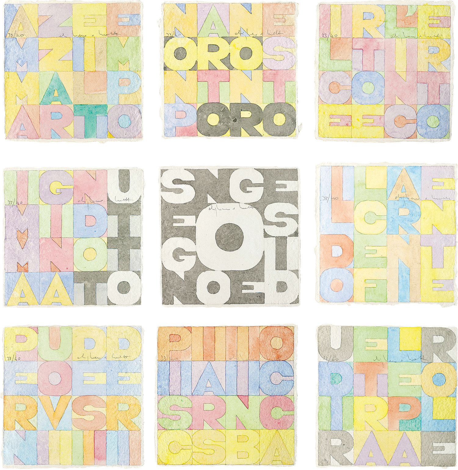 Alighiero Boetti — Nove Quadrati (Nine Squares)
