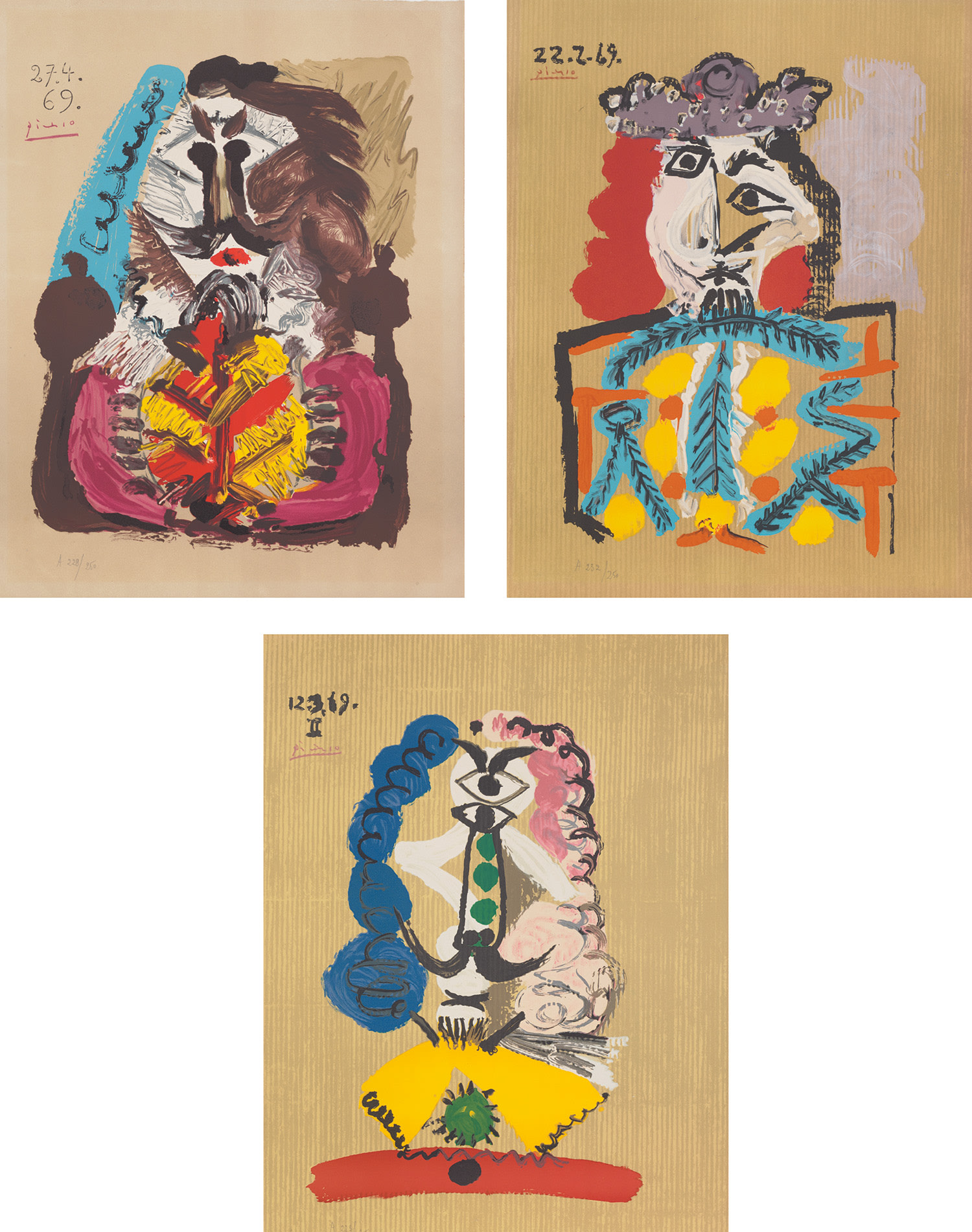 Pablo Picasso — Portrait imaginaire (Imaginary Portraits): three plates
