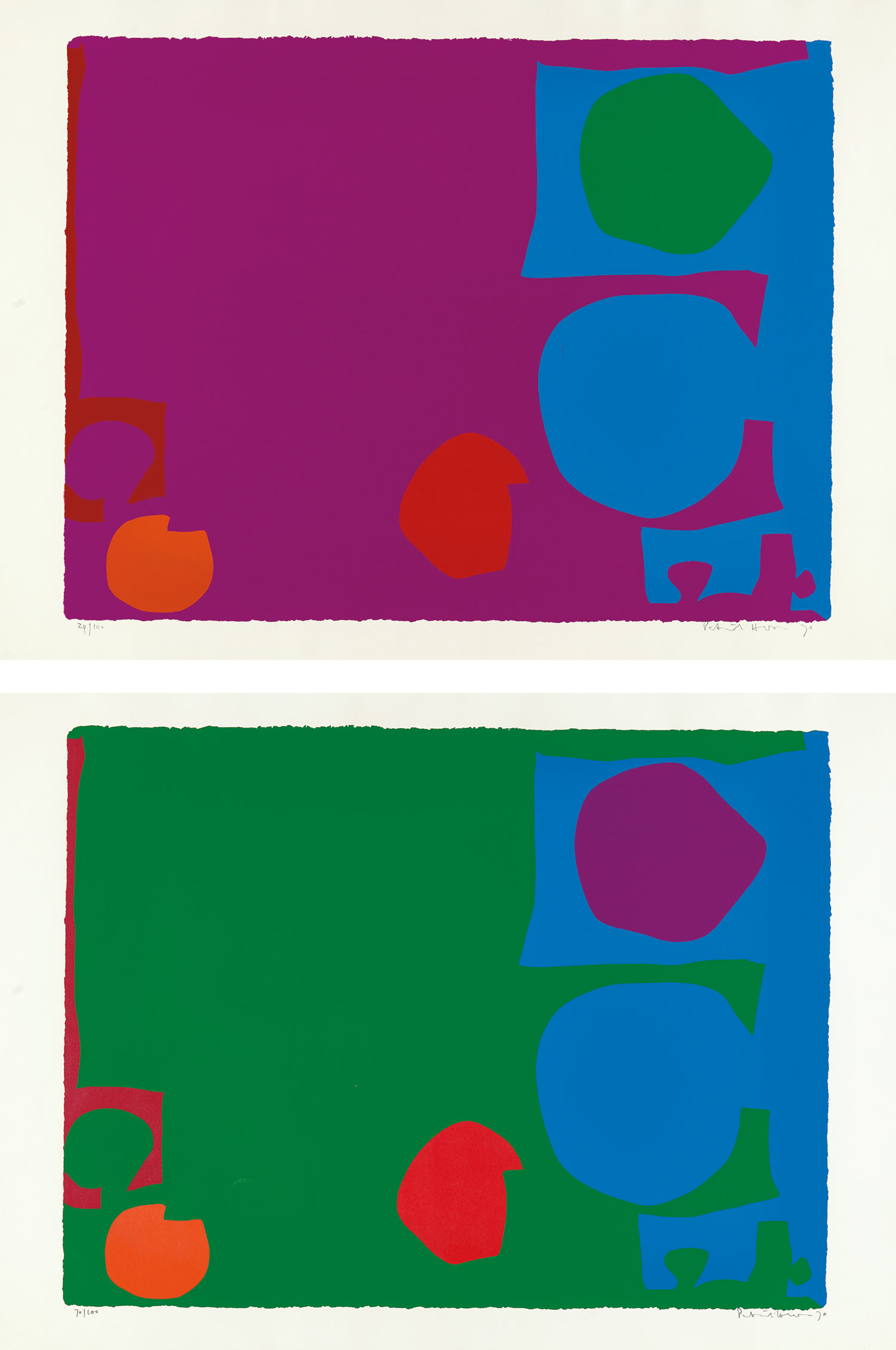 Patrick Heron — Three Reds in Magenta and Green in Blue; and Three Reds in Green and Magenta in Blue