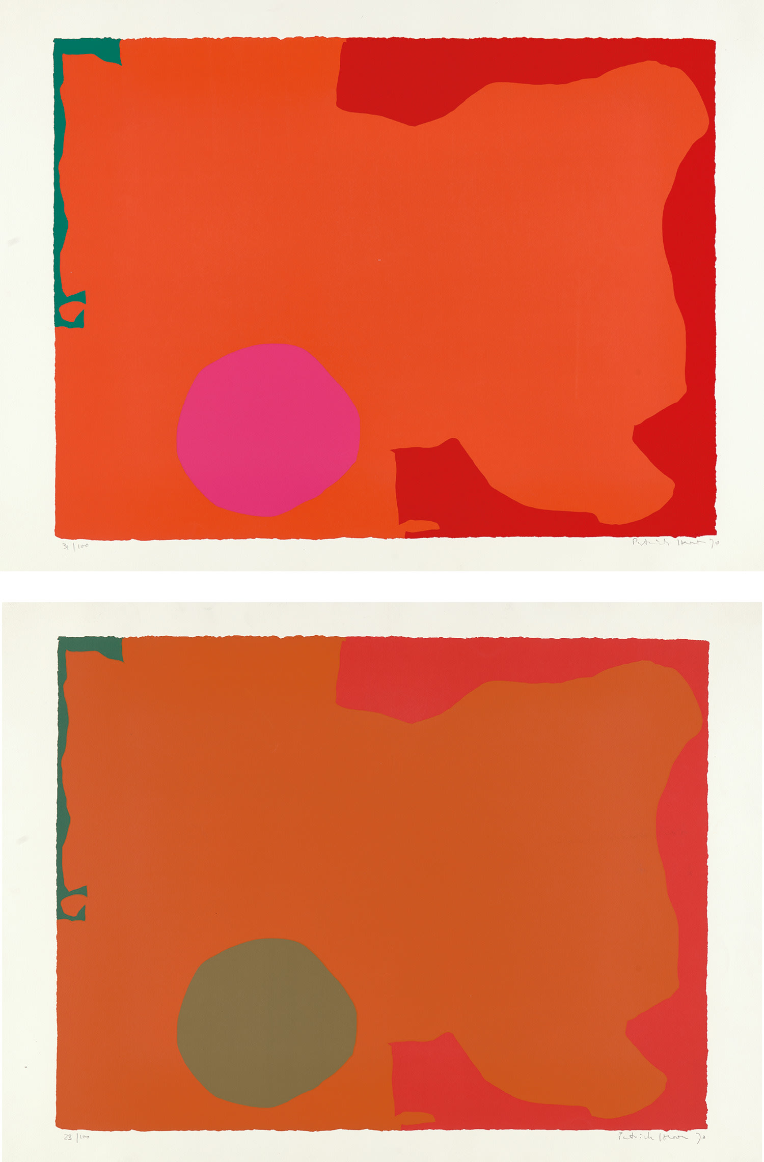 Patrick Heron — Magenta Disc and Red Edge; and Umber Disc and Red Edge