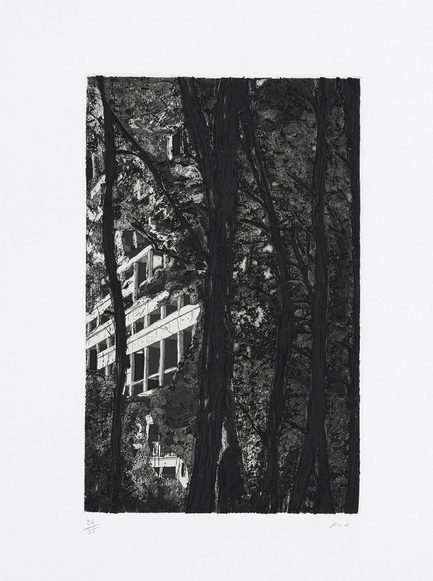 Peter Doig — Concrete Cabin, from Ten Etchings