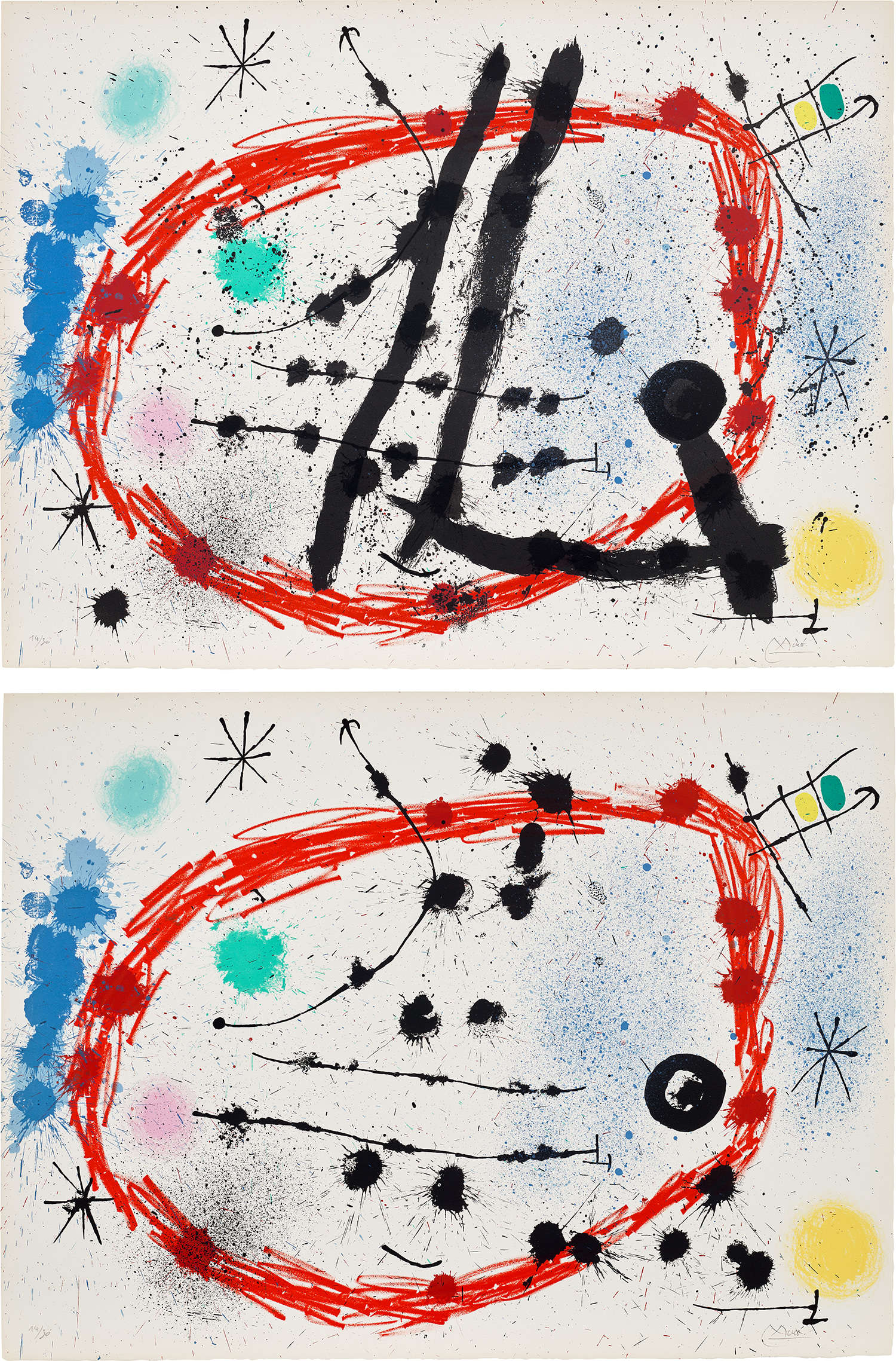 Joan Miró — Le cercle rompu; and le cercle franchi (The Broken Circle; and The Circle Cleared) (M. 404-405)