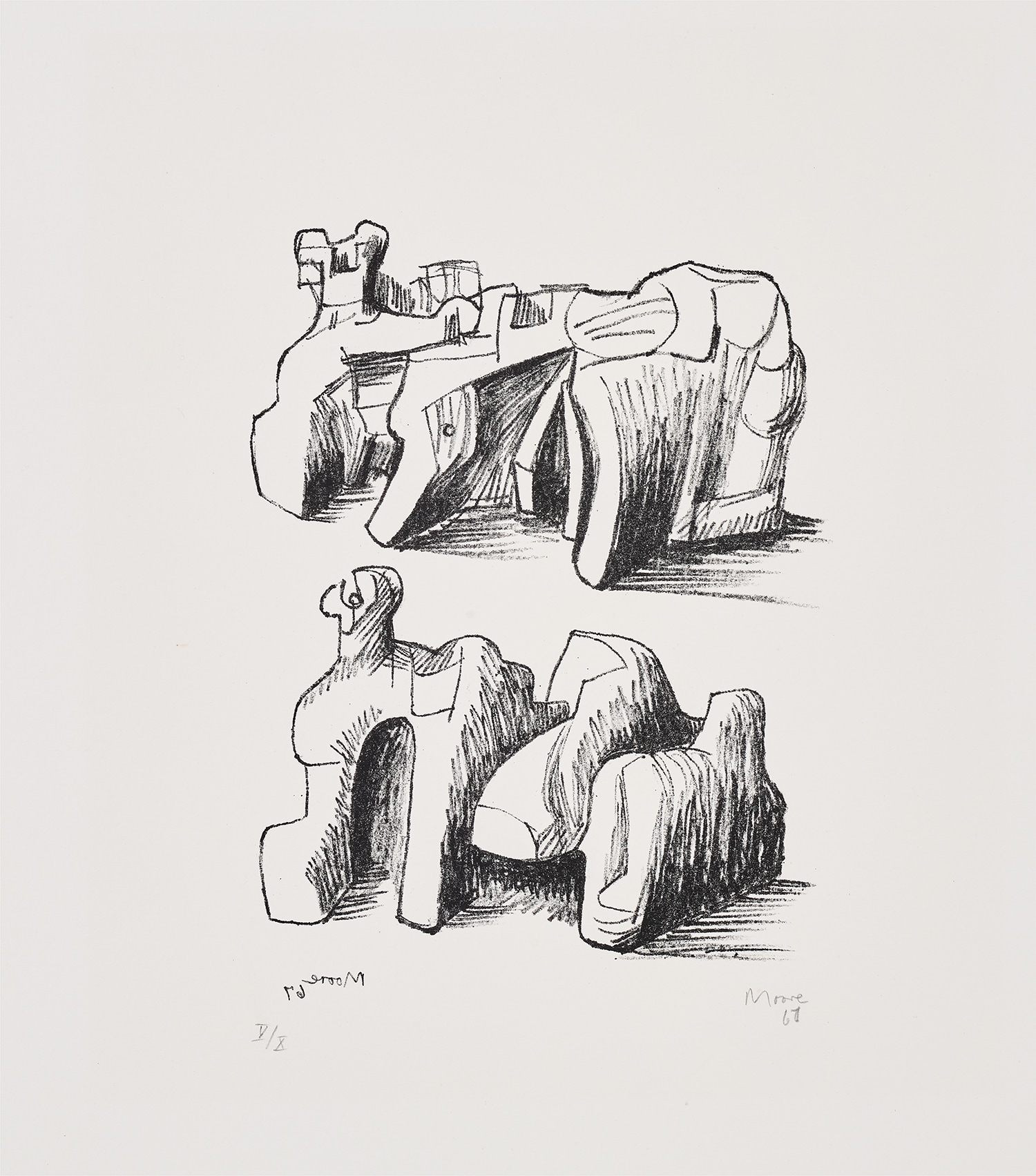 Henry Moore — Two Rock Reclining Figures (C. 102)