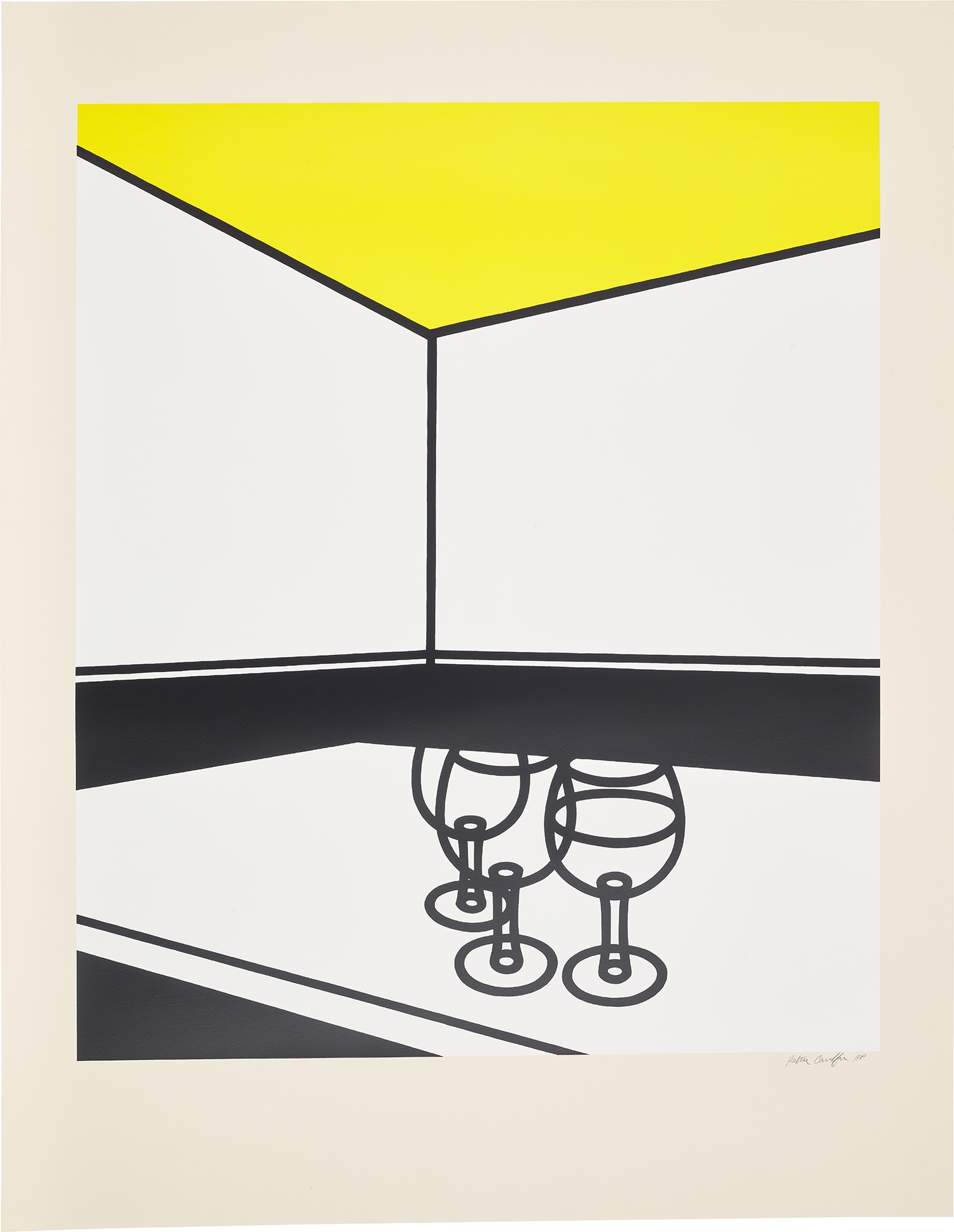 Patrick Caulfield — Black and White Cafe, from Rothko Memorial Portfolio (C. 31)