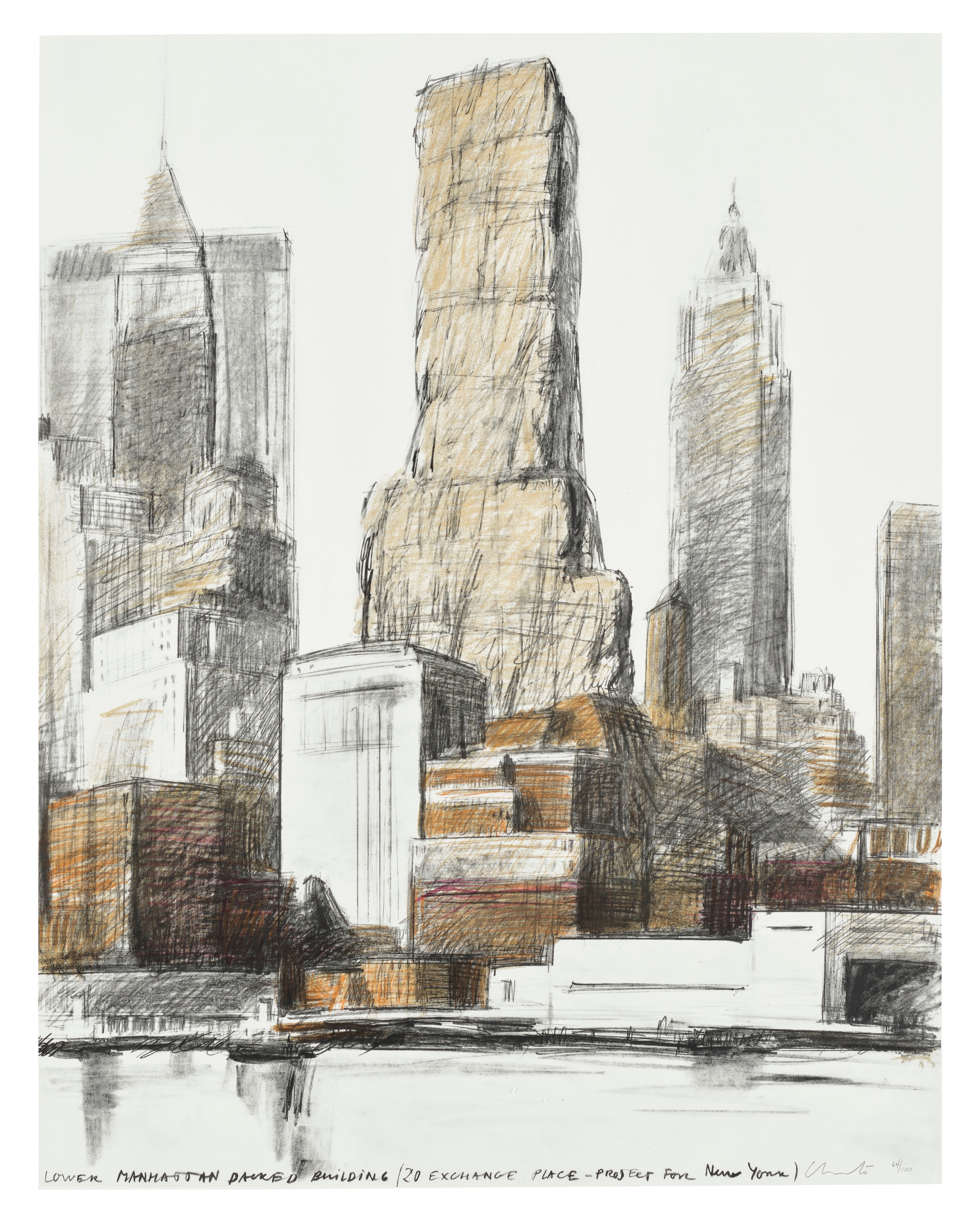 Christo and Jeanne-Claude — Lower Manhattan Packed Building, 20 Exchange Place, Project for New York (S. 61)