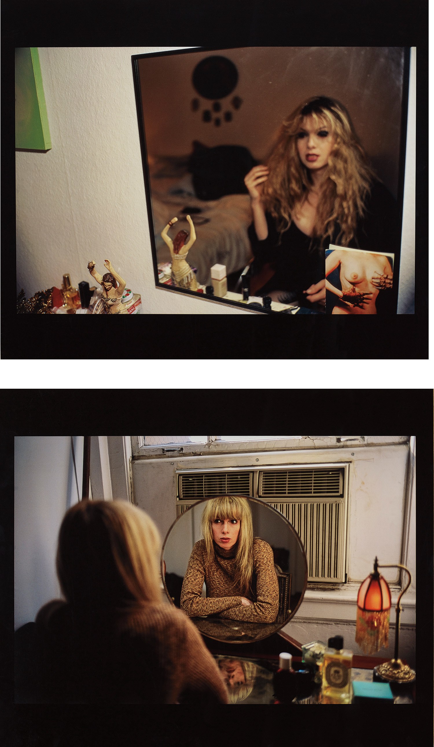 Joey in my mirror, Berlin 1992; and Joey in my vanity mirror, NYC 1999, from Double Exposure