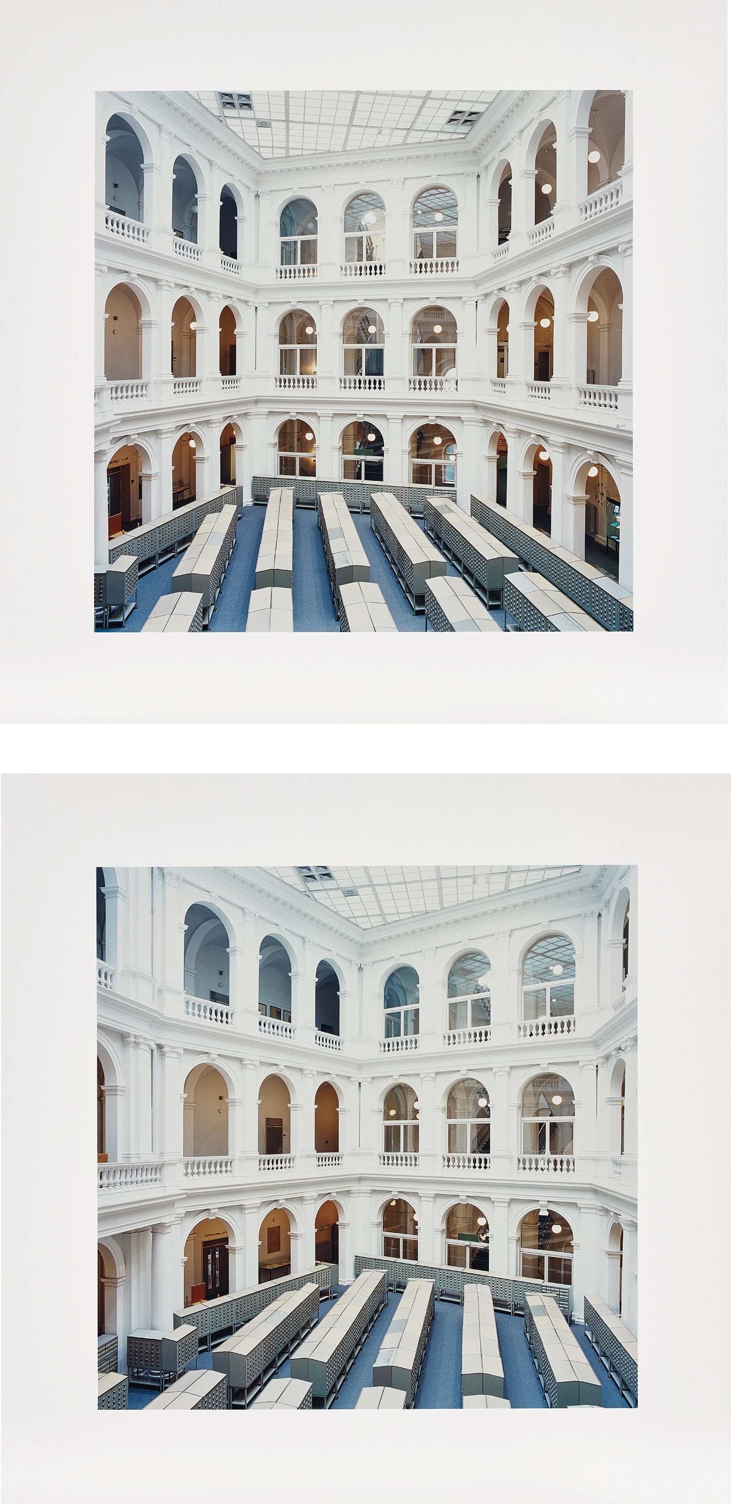 Candida Höfer — Universitätsbibliothek Hamburg 2000 (University Library Hamburg 2000), from Double Exposure