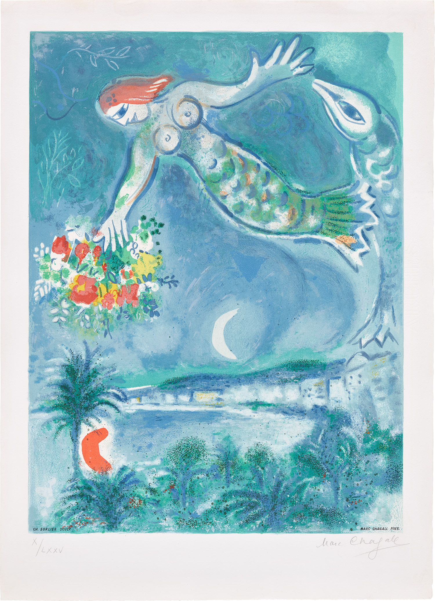 Marc Chagall — Sirène et poisson, from Nice et la Côte d'Azur (Siren and Fish, from Nice and the French Riviera), by Charles Sorlier (M. & S. 28)