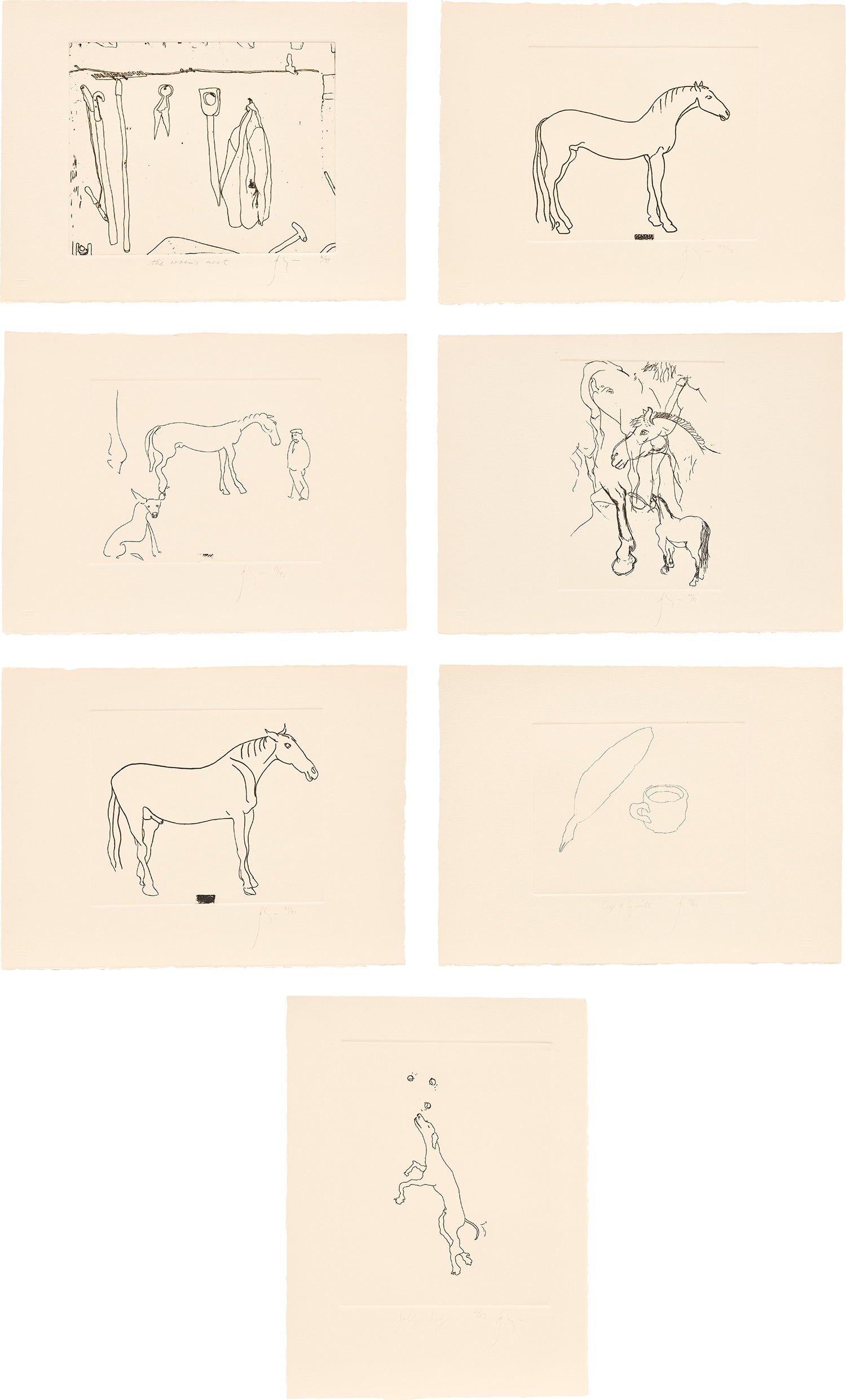 The Wren's Nest; Field Day; Stepney Green; Cob Study; Mule; Cup and Quill; and Jolly Dog