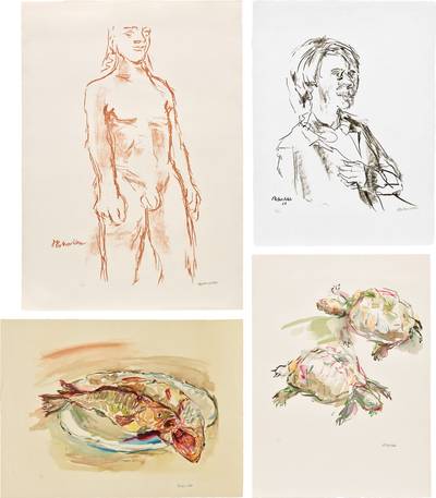 Kouros II; Frauenbildnis (Monique); Fische (Fish); and Schildkroten (Turtles) (W. & W. 450, 362, 518, 523)