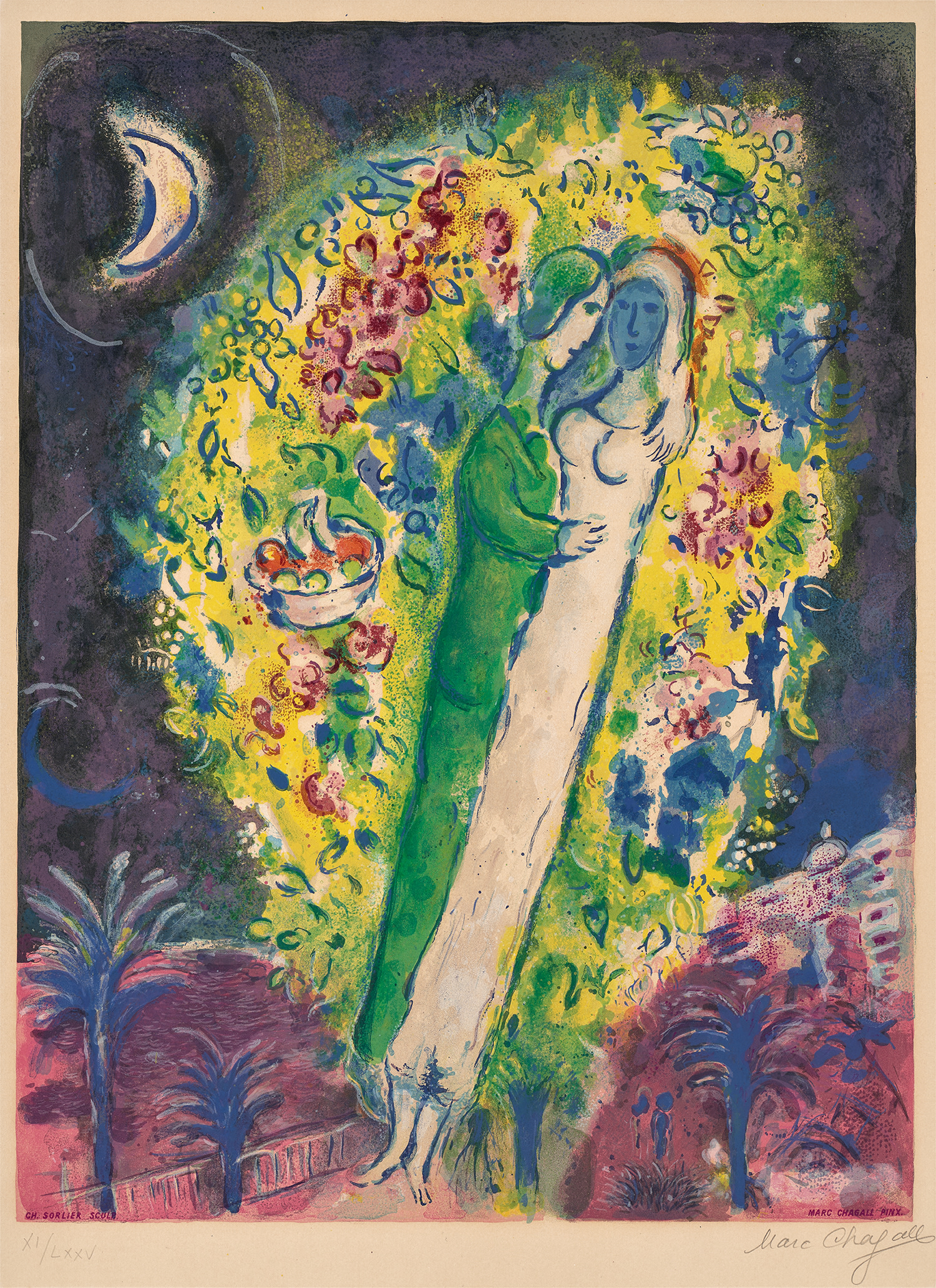 Marc Chagall — Couple dans les mimosas (Couple in the Mimosas), from Nice et la Côte d'Azur (Nice and the French Riviera), by Charles Sorlier