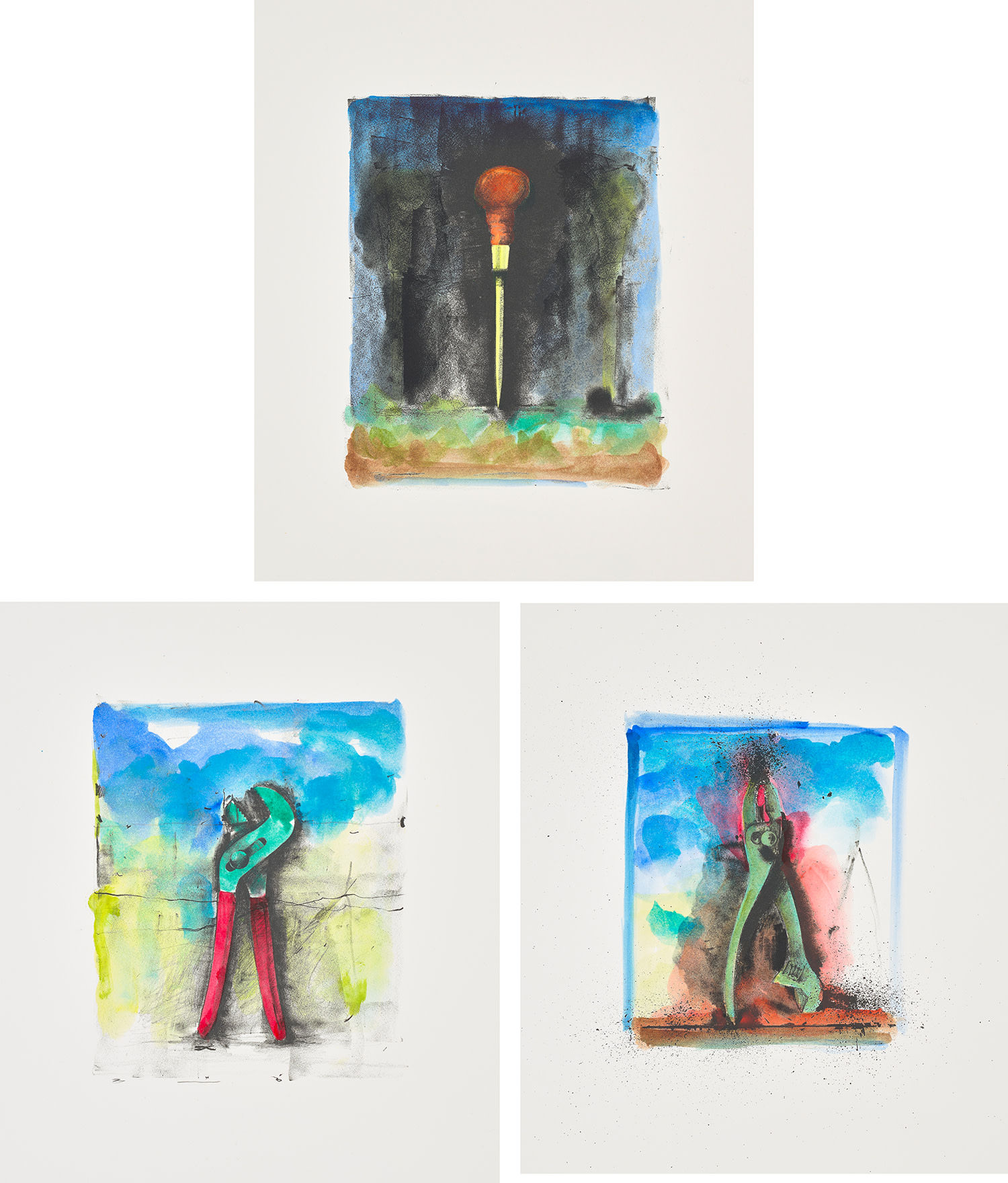 Jim Dine — Ten Hand-Colored Winter Tools II: three plates (C. 32.1, 32.5 & 32.6)