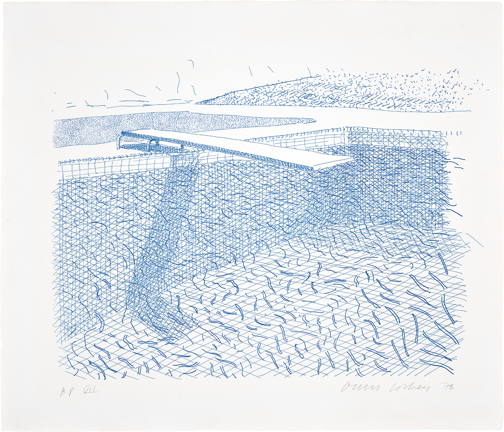 David Hockney — Lithographic Water Made of Lines (T.G. 253, M.C.A.T. 210)