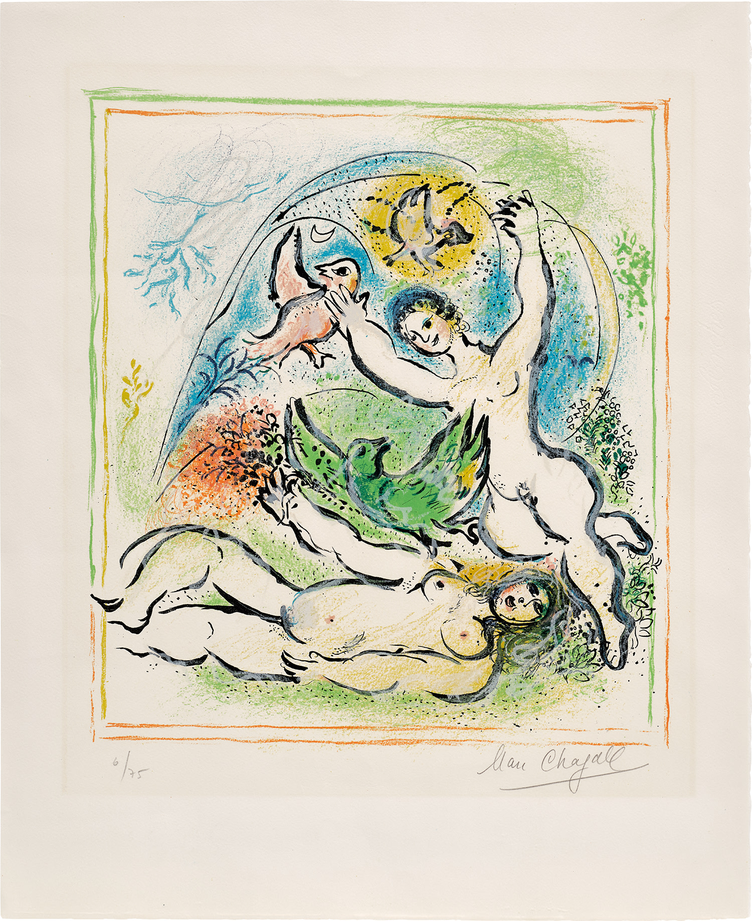 Marc Chagall — Ma belle aura de moi demain une colombe..., from Sur la terre des dieux (My Beautiful Will Have From Me Tomorrow a Dove..., from The Land of the Gods) (M. 538, see C. Bks. 72)