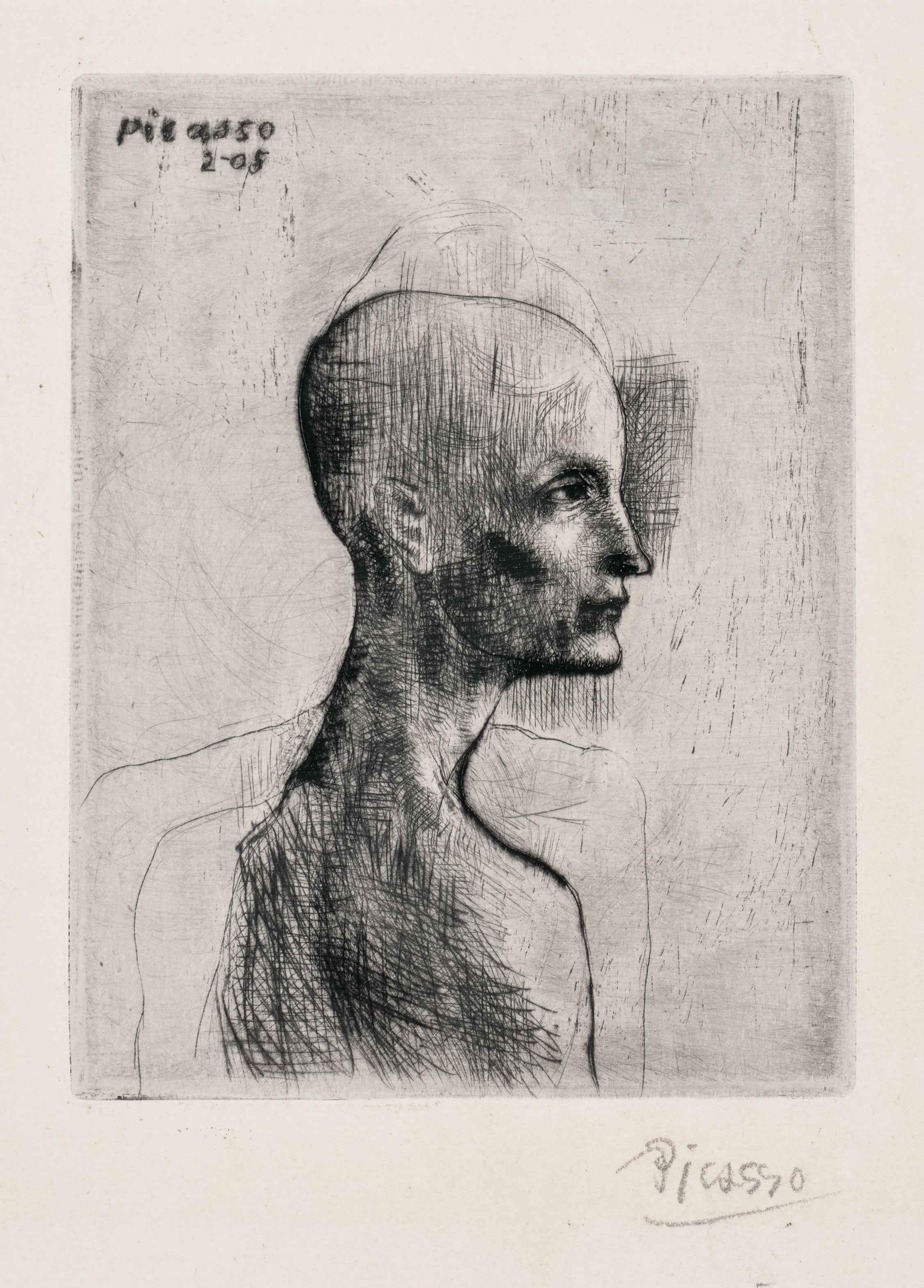 Pablo Picasso — Buste d'homme (Bust of a Man), plate 4 from La Suite des Saltimbanques (Bl. 4, Ba. 5)