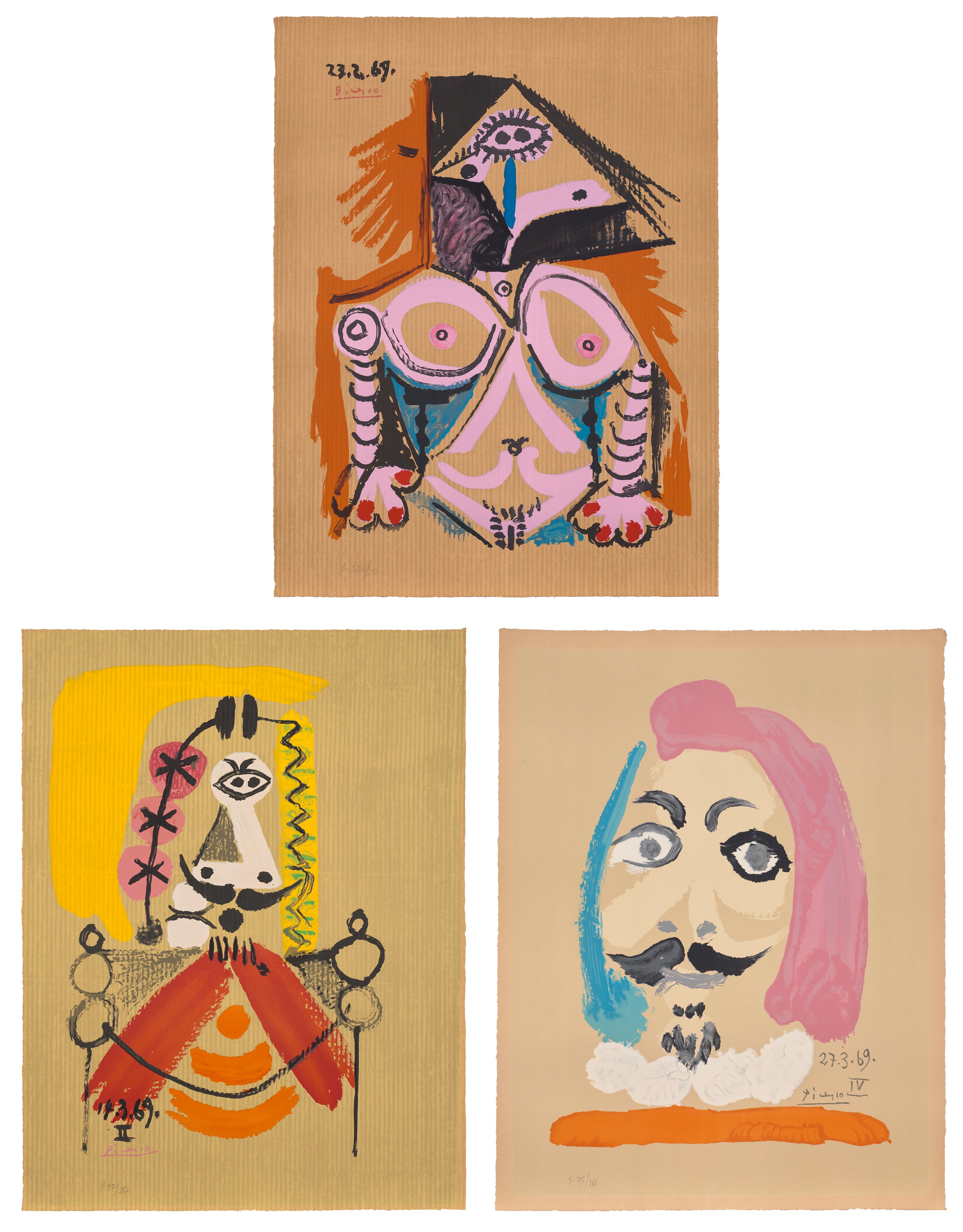 Pablo Picasso — Portraits imaginaire (Imaginary Portraits): three prints