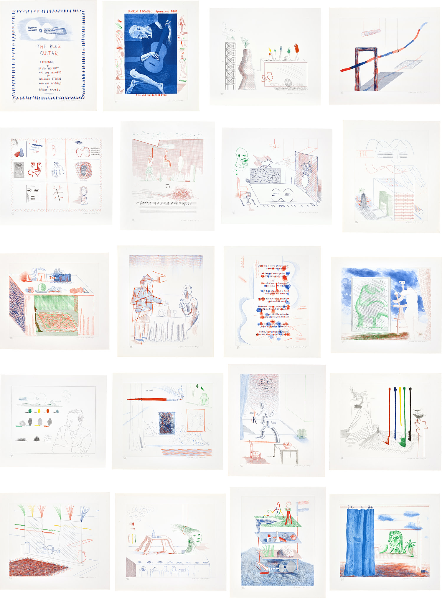 David Hockney — The Blue Guitar (S.A.C. 199-218, M.C.A.T 178-197)