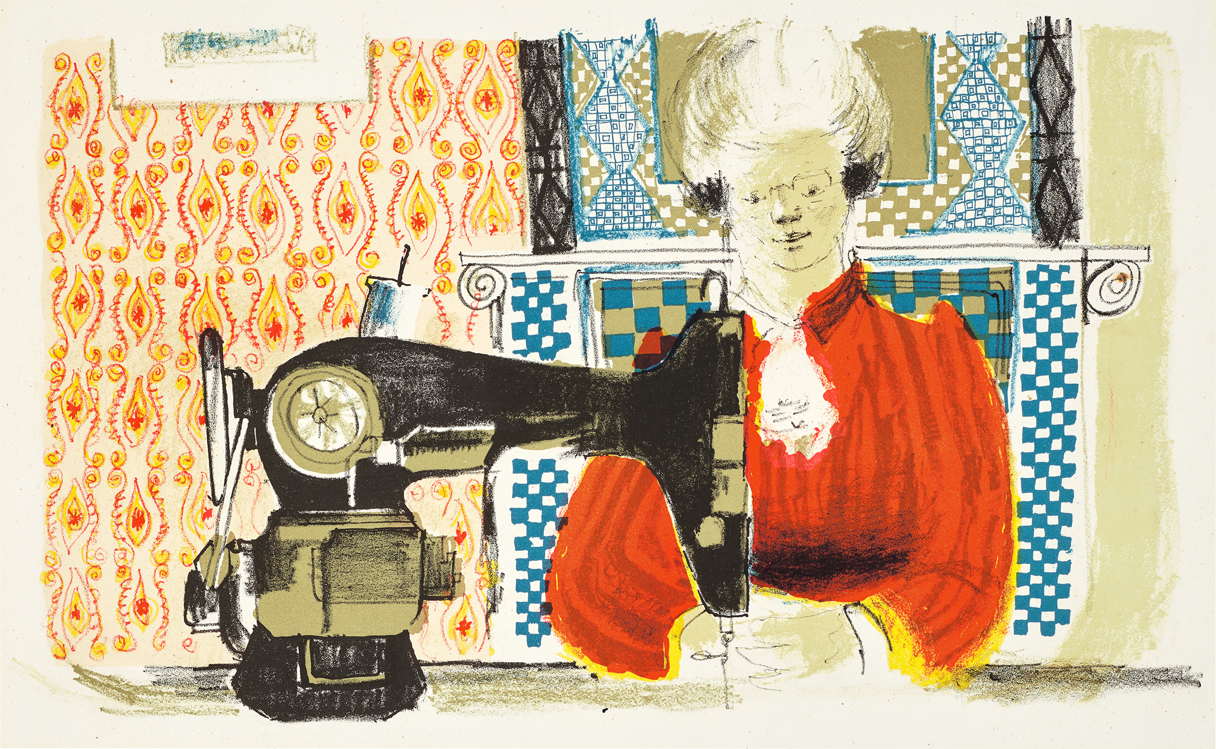 David Hockney — Woman with a Sewing Machine (S.A.C. 2, M.C.A.T. 2)