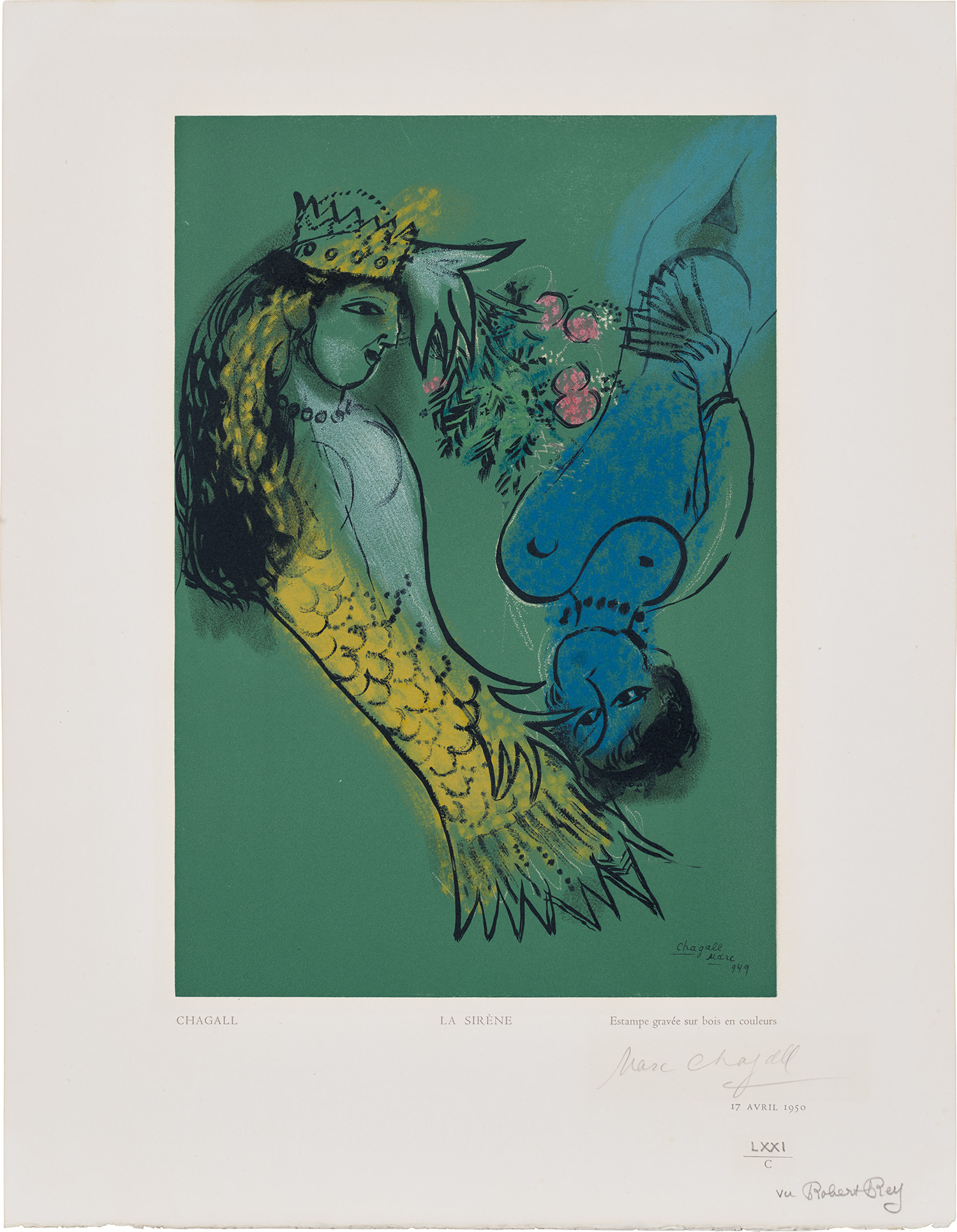 Marc Chagall — La Sirène, from Estampes (The Mermaid, from Estampes)