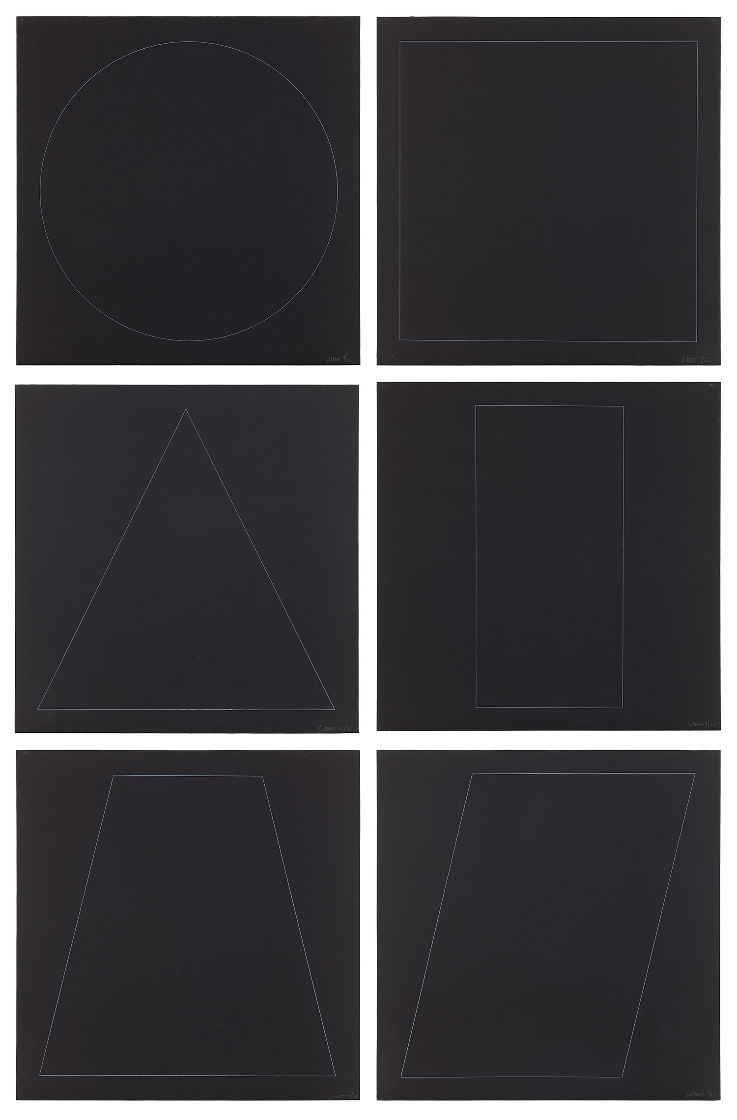 Sol LeWitt — Six Geometric Figures (Circle, Square, Triangle, Rectangle, Trapezoid and Parallelogram) (K. 1977.02)