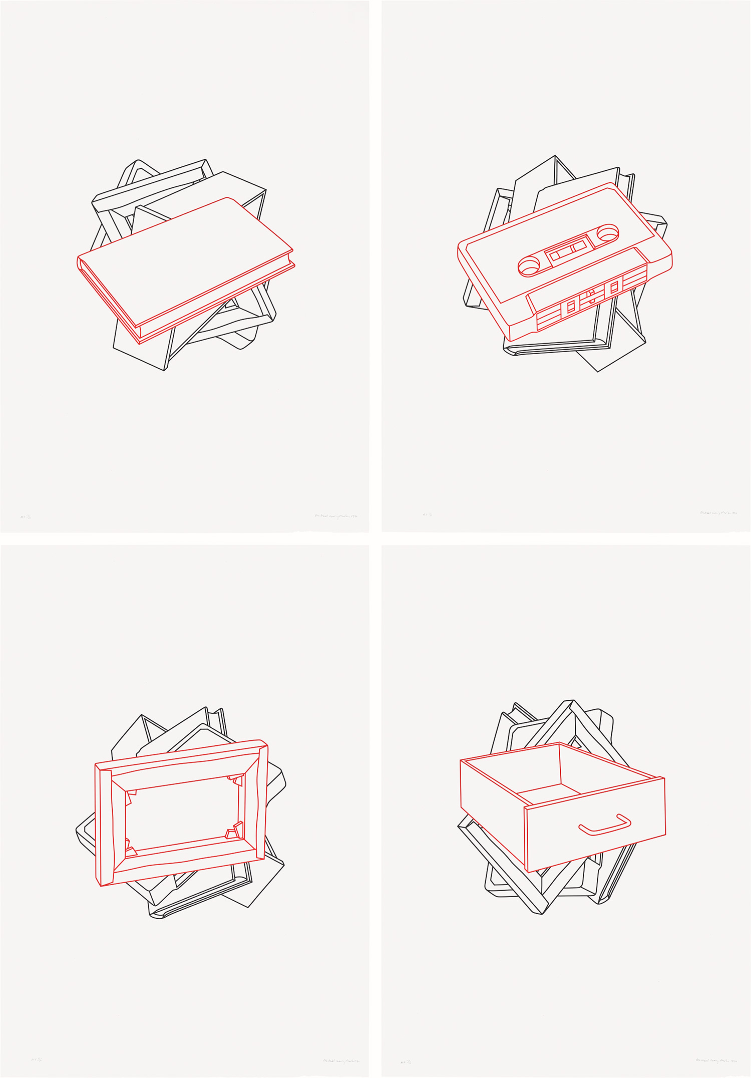 Michael Craig-Martin — Order of Appearance (Book, Cassette, Canvas, Drawer)