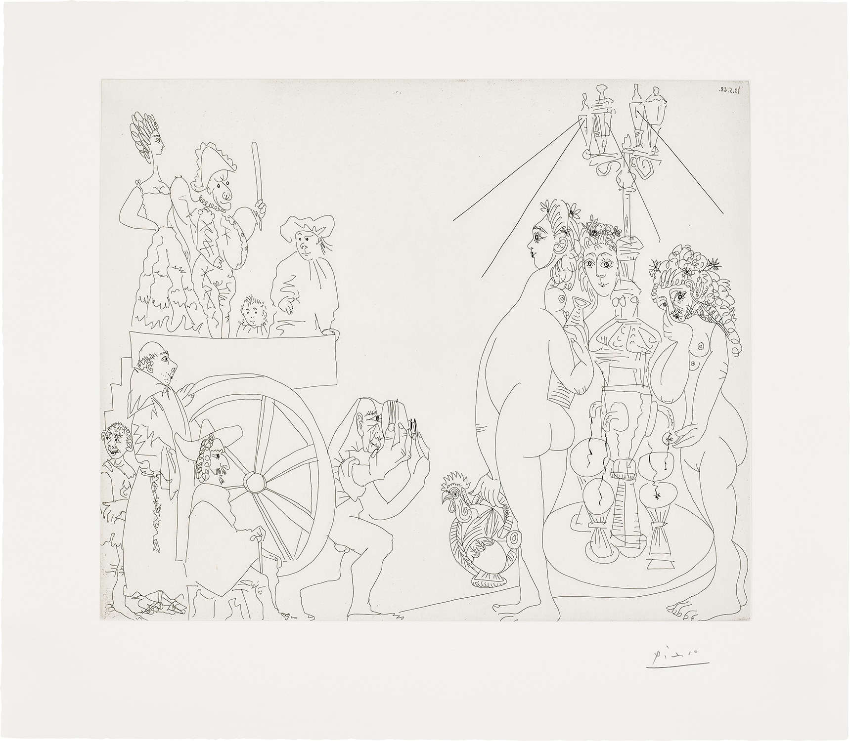 Pablo Picasso — Retour aux sources: Picasso touriste à la Fuente de Canaletas (Back to the source: Picasso as a tourist at the Fuente de Canaletas), plate 81 from Série 347 (Bl. 1561, Ba. 1577)