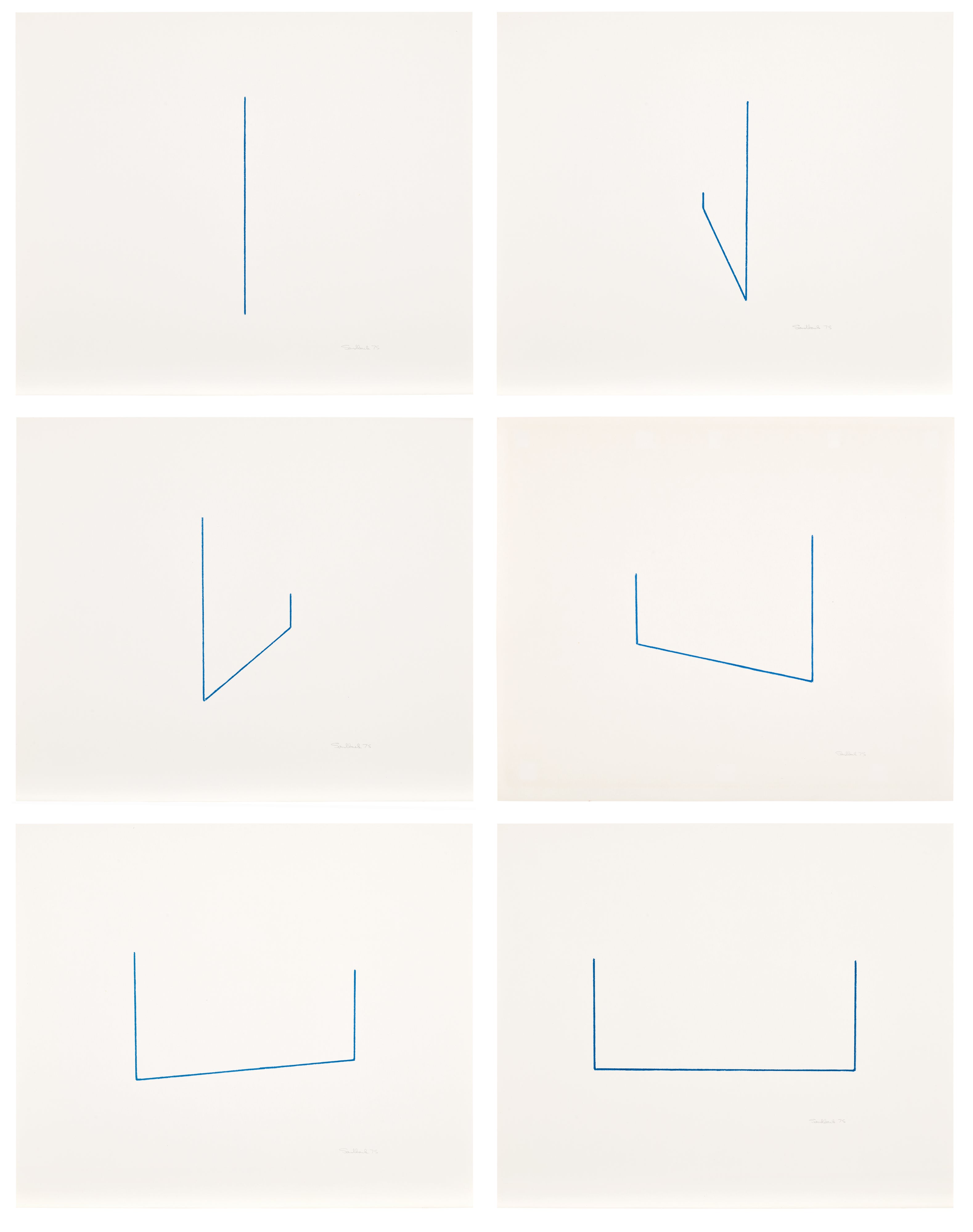Fred Sandback — Serie von 6 Lithographien (Six Lithographs) (J. 22-27, S. & G. 1975.12–1975.17)