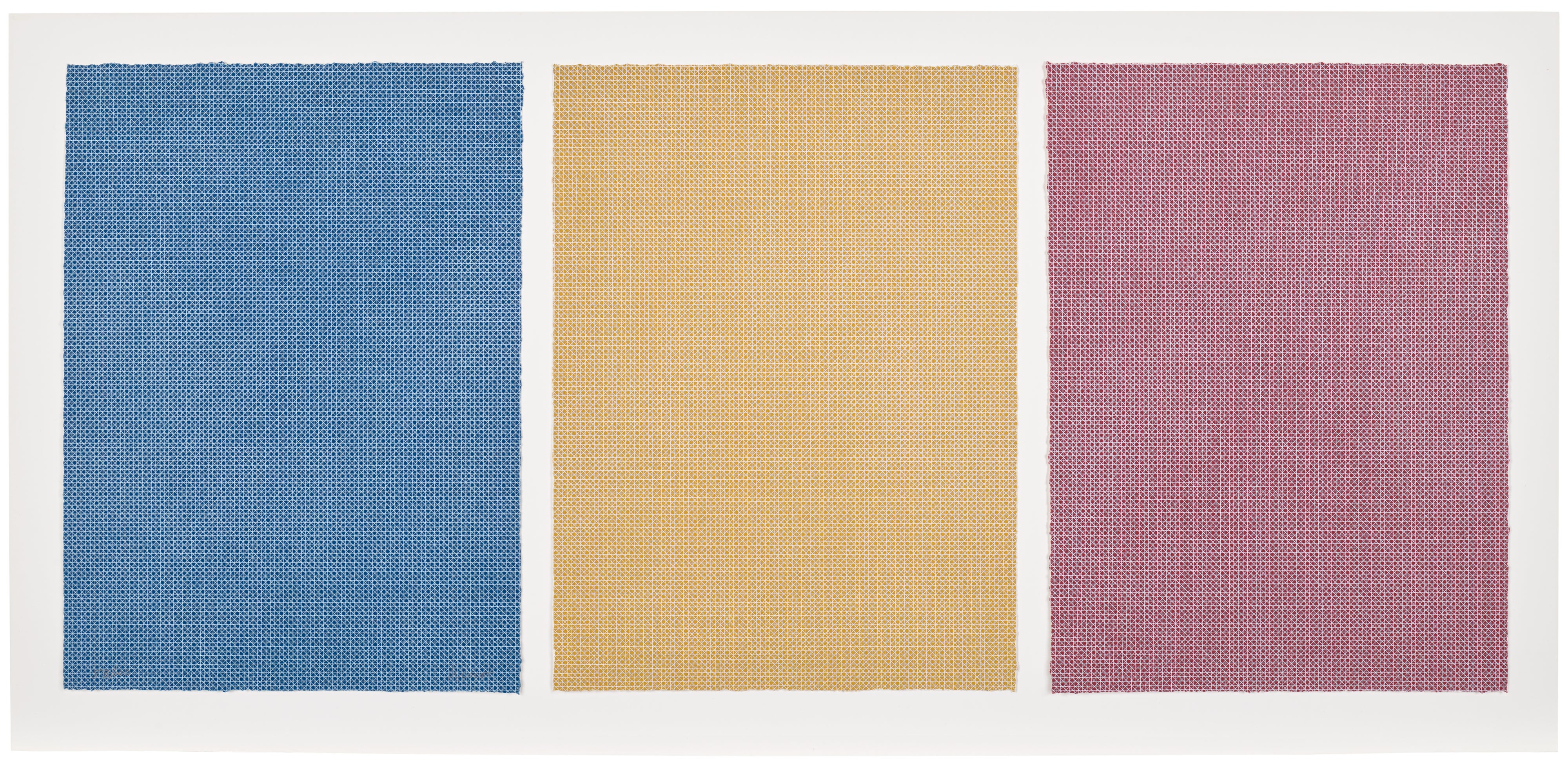 Sol LeWitt — White Lines in Four Directions on Red, Yellow and Blue (K. 1994.06)