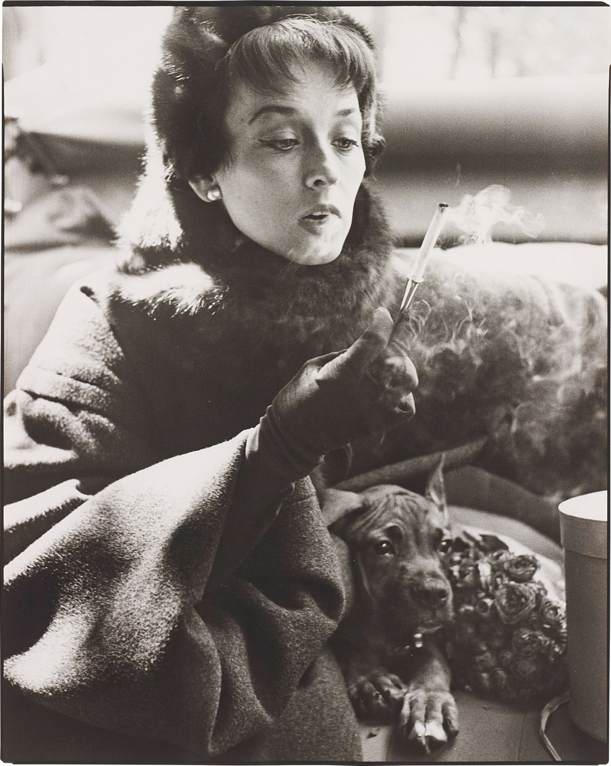 Richard Avedon — Dorian Leigh, coat by Dior, Avenue Montaigne, Paris, August