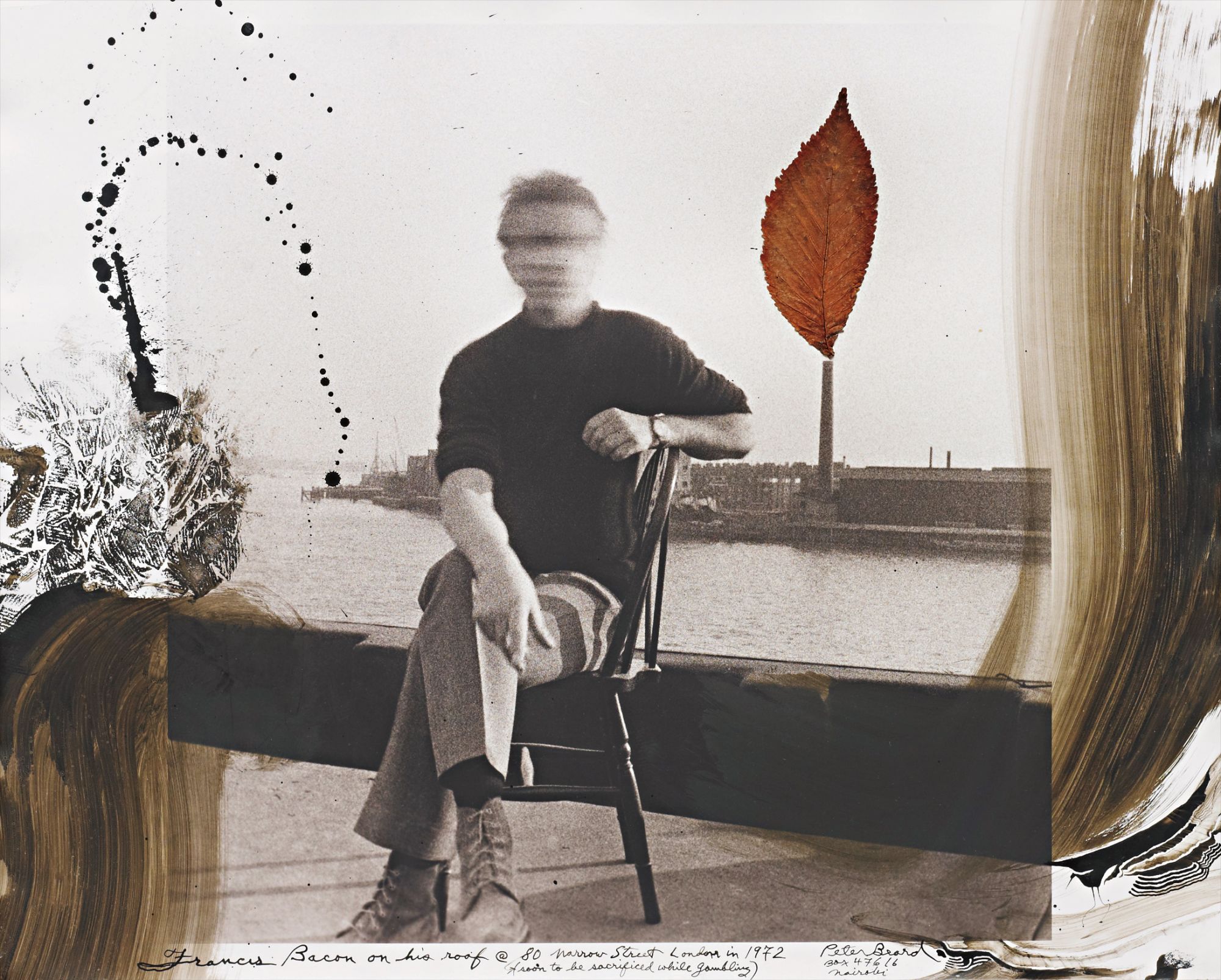Peter Beard — Francis Bacon on his roof at 80 Narrow Street, London