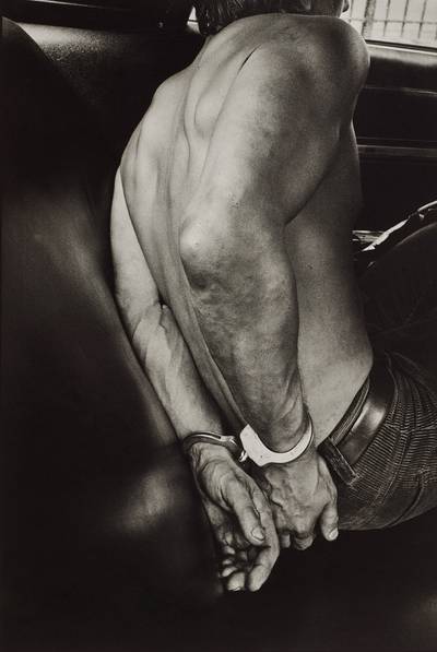 Suspect in the back of a police car, New York City