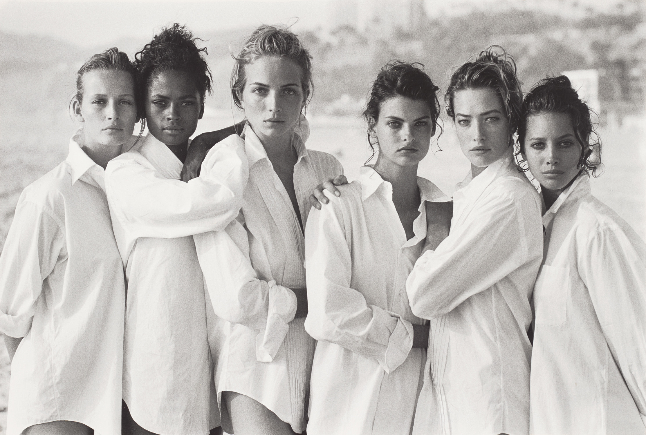 Peter Lindbergh — Estelle Lefébure, Karen Alexander, Rachel Williams, Linda Evangelista, Tatjana Patitz, Christy Turlington, Vogue USA, Santa Monica, Los Angeles
