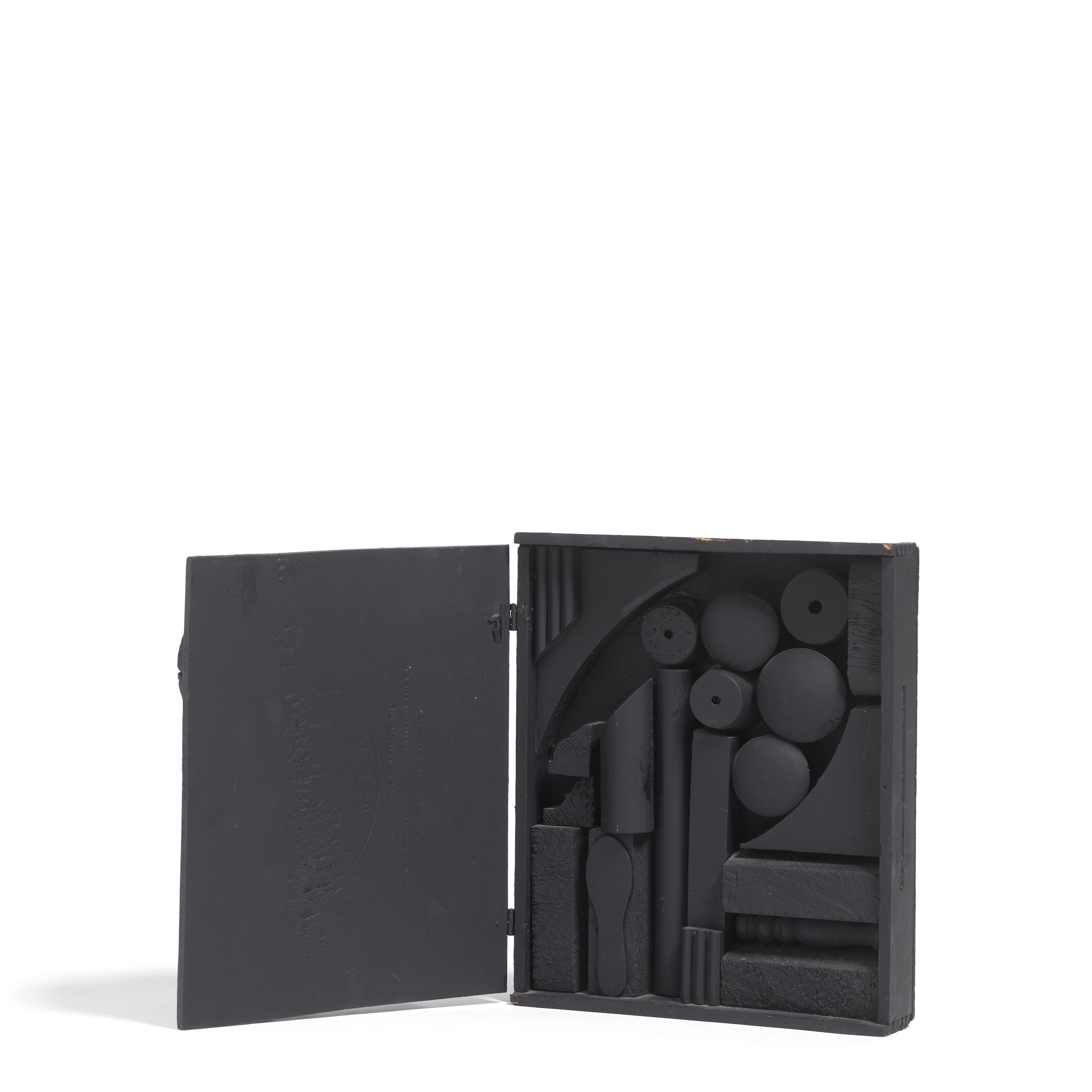 Louise Nevelson — Black Cryptic XII, 1984 8 3/4 x 7 1/4 x 2 3/4 in (22.2 x 18.4 x 7 cm)