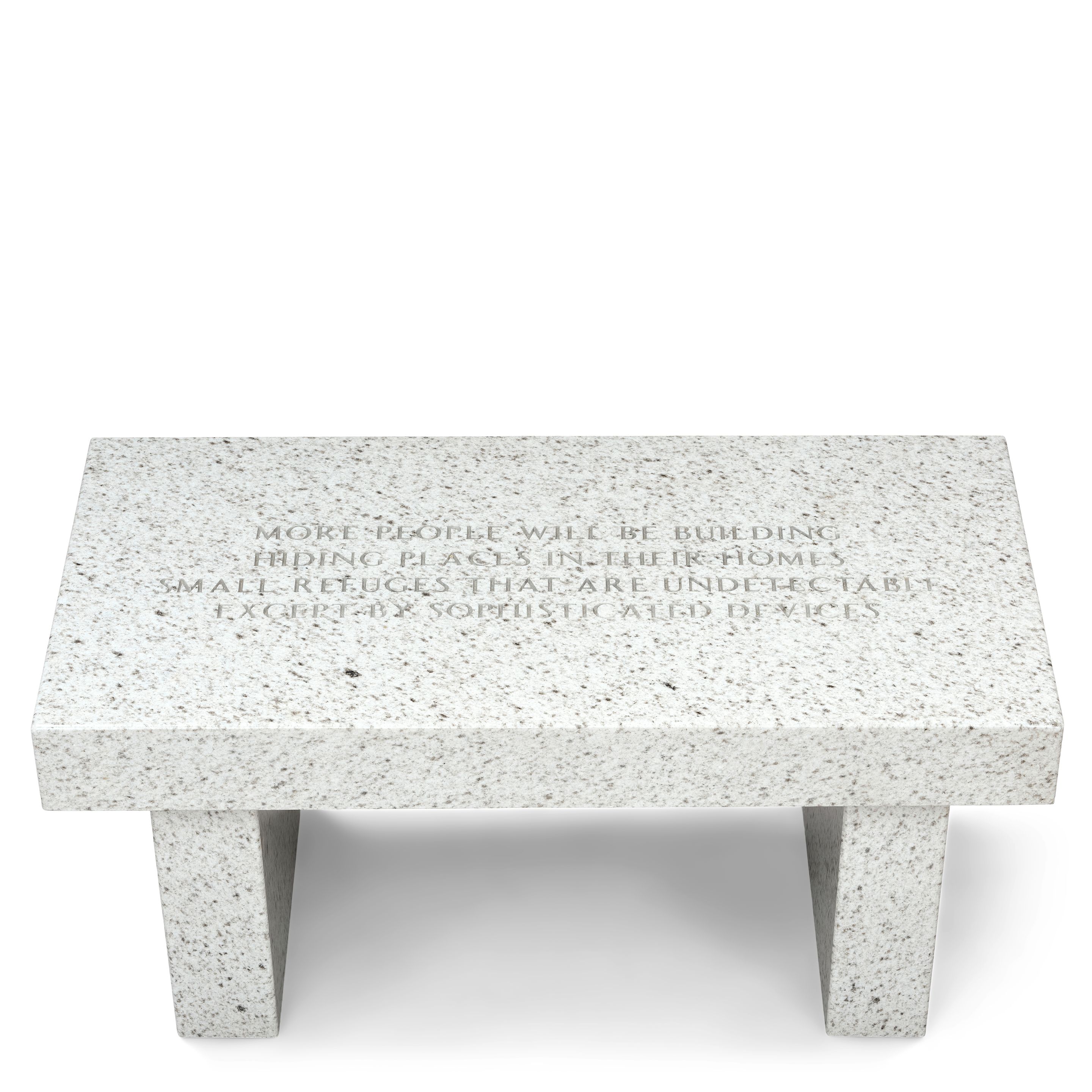 Jenny Holzer — The Living Series: More people will be building..., 1989 17 x 36 x 18 in (43.1 x 91.4 x 45.7 cm)
