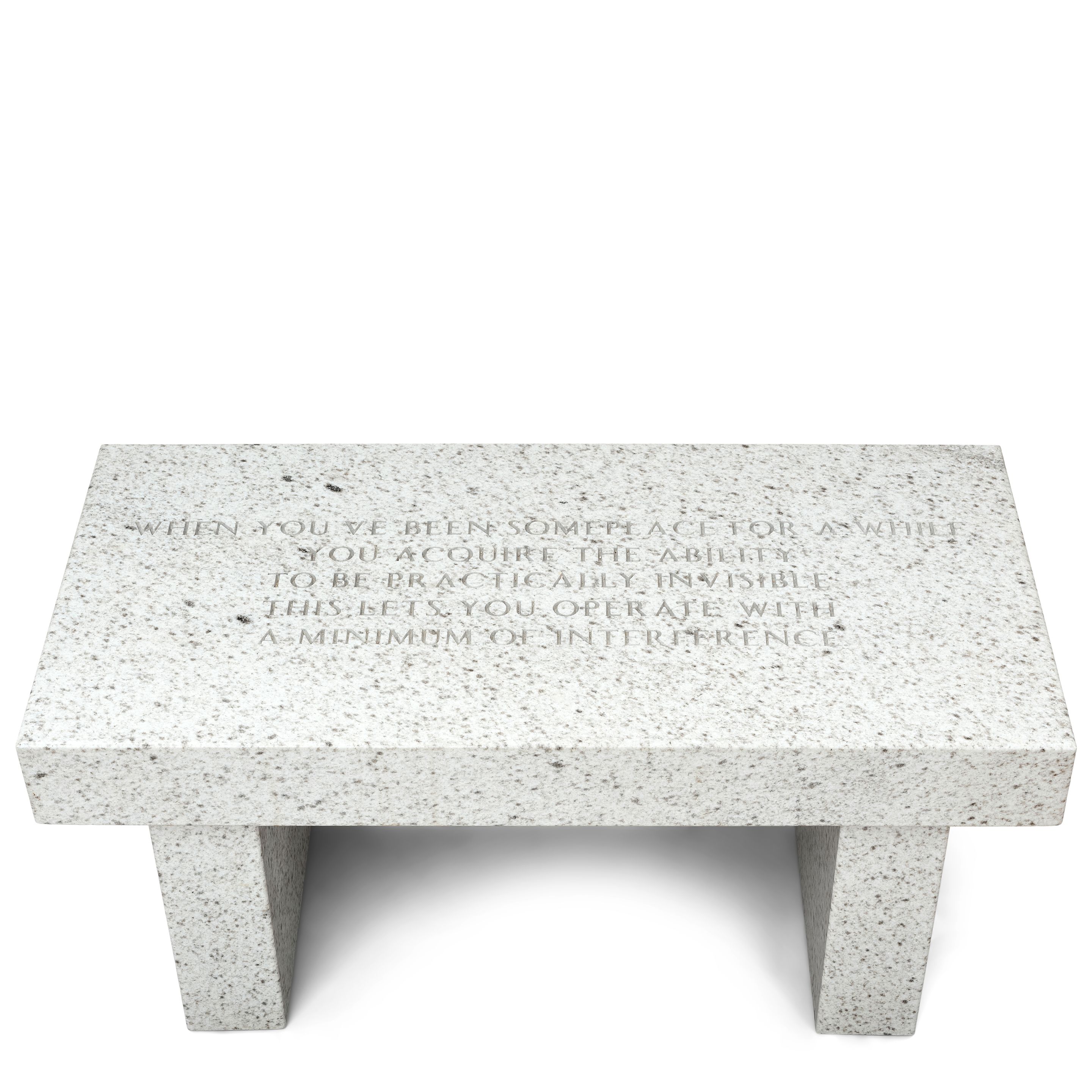 Jenny Holzer — The Living Series: When you've been someplace ..., 1989 17 x 36 x 18 in (43.1 x 91.4 x 45.7 cm)