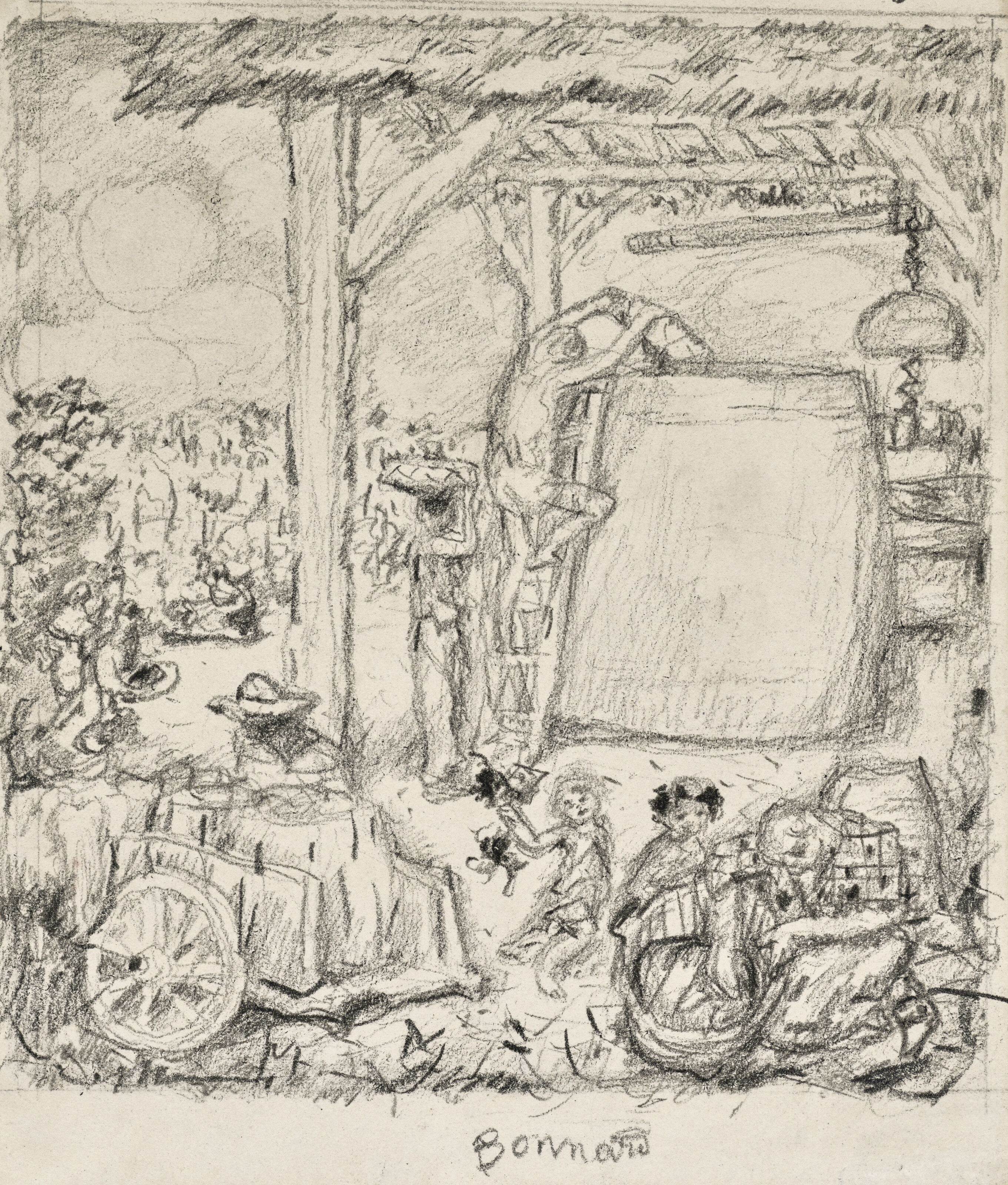 Pierre Bonnard — Le Pressoir : Dessin pour 'Daphnis et Chloé'