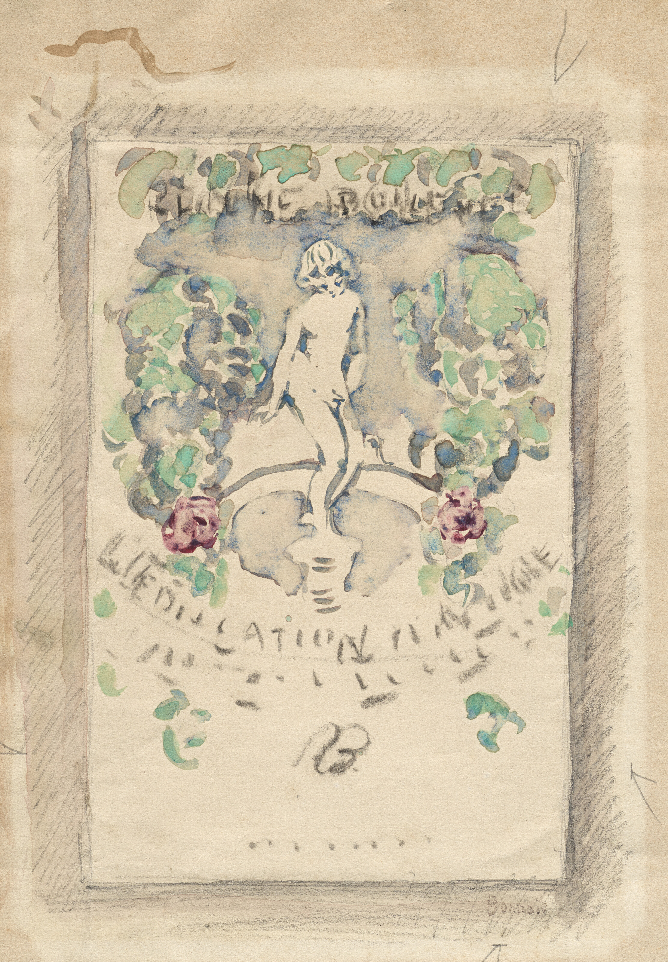 Pierre Bonnard — Dessin préparatoire pour l'illustration d'un livre de René Boylesve La Leçon d'amour dans un parc