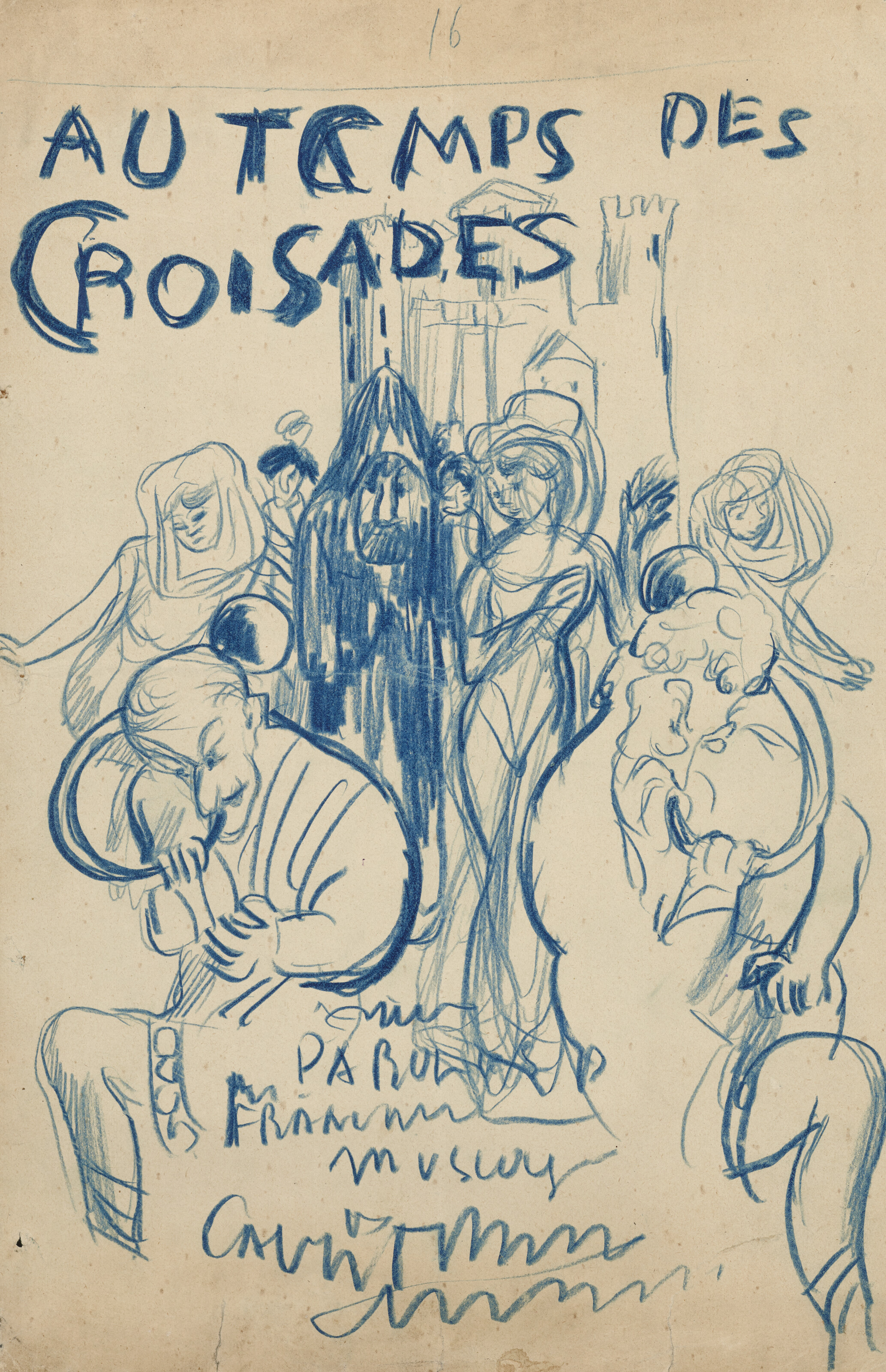 Projet de couverture pour Au temps des croisades (operette de Claude Terrasse)