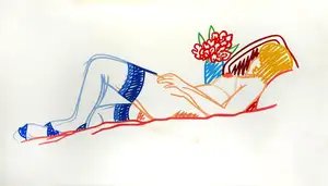 Tom Wesselmann — Nude with Bouquet and Blue Stocking
