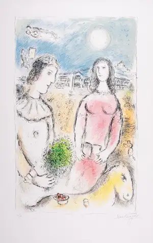 Marc Chagall — Le Couple au Crépuscule (Mourlot 972)