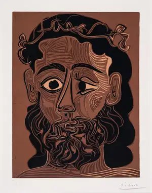 Pablo Picasso — Homme Barbu Couronné De Feuilles De Vigne (Bloch 1088)