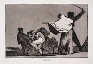 Francisco José de Goya y Lucientes — Dos a uno, meten la paja en el culo (Qué guerrero), from the four additional plates for 'Los Proverbios'