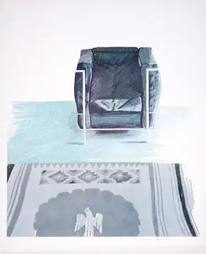 David Hockney — Corbusier Chair and Rug (Baggott 22)