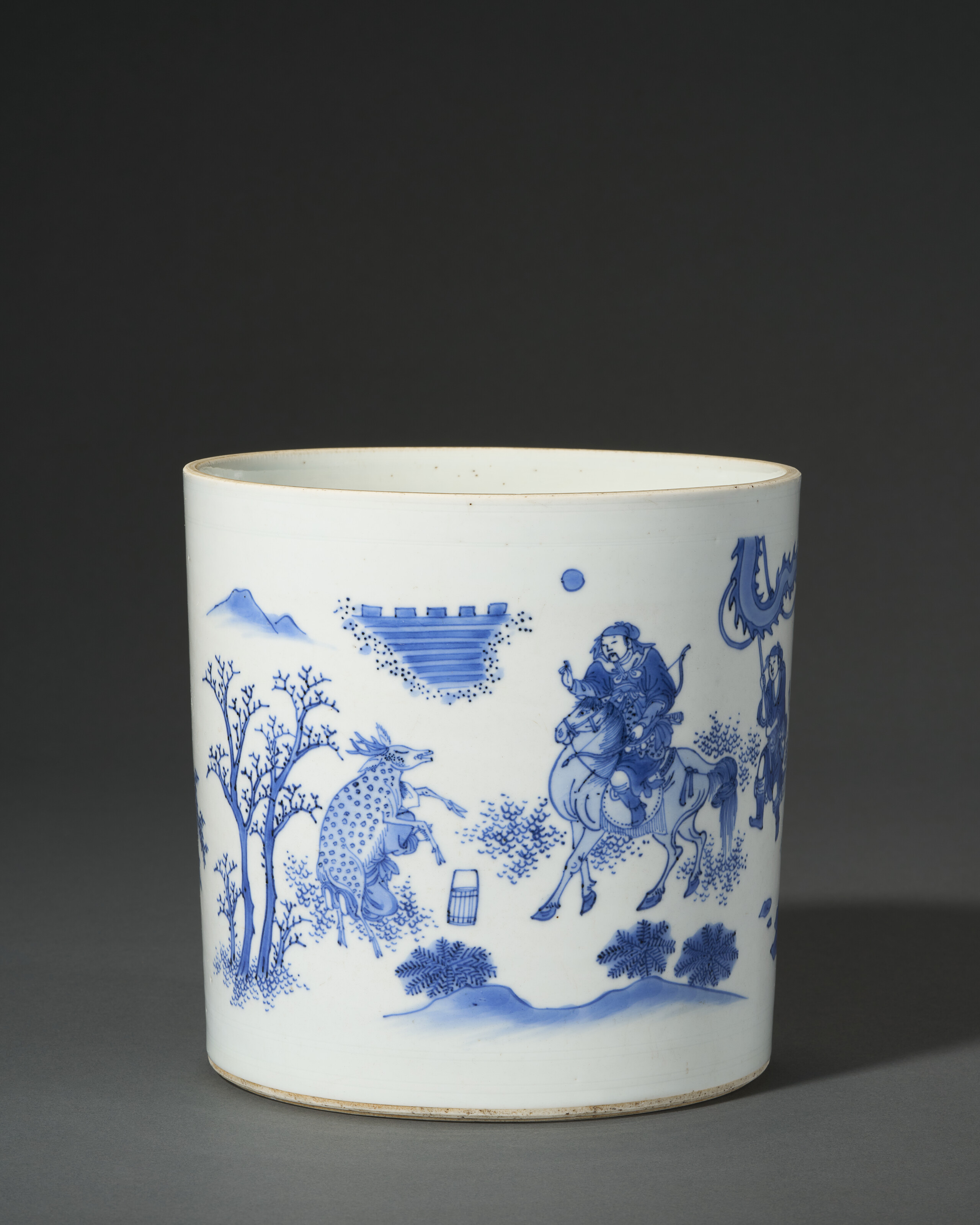 A Blue And White 'zhou Yanzi' Brush Pot — SHUNZHI PERIOD, CIRCA 1650