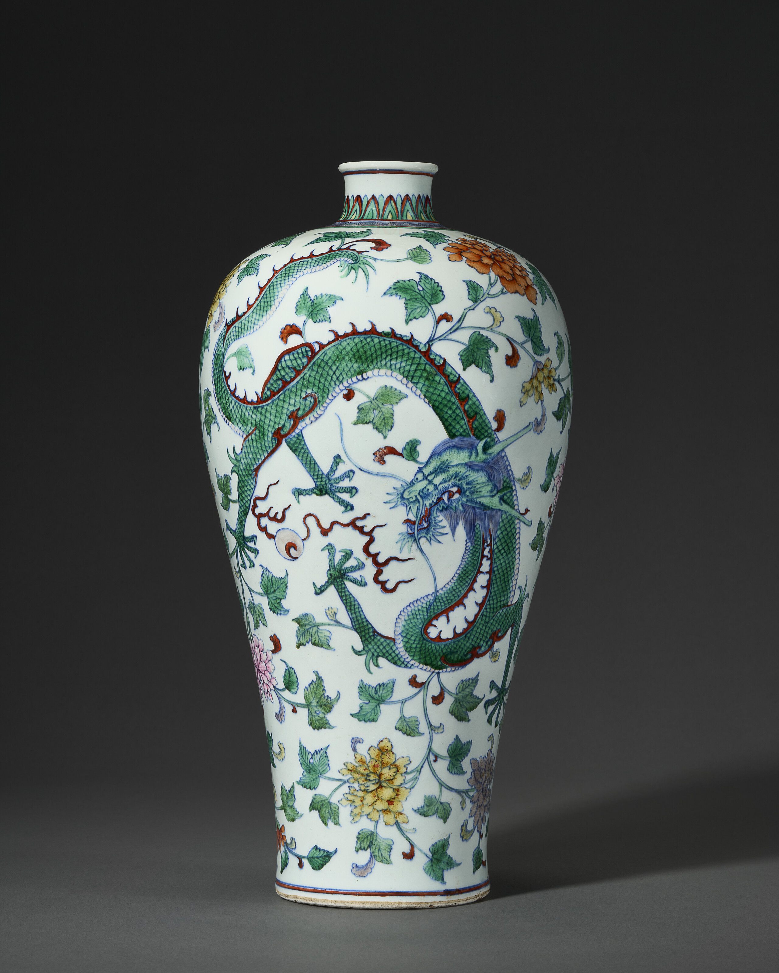 A Superb Large Doucai And Famille Rose 'dragon And Phoenix' Vase, Meiping — YONGZHENG PERIOD (1723-1735)