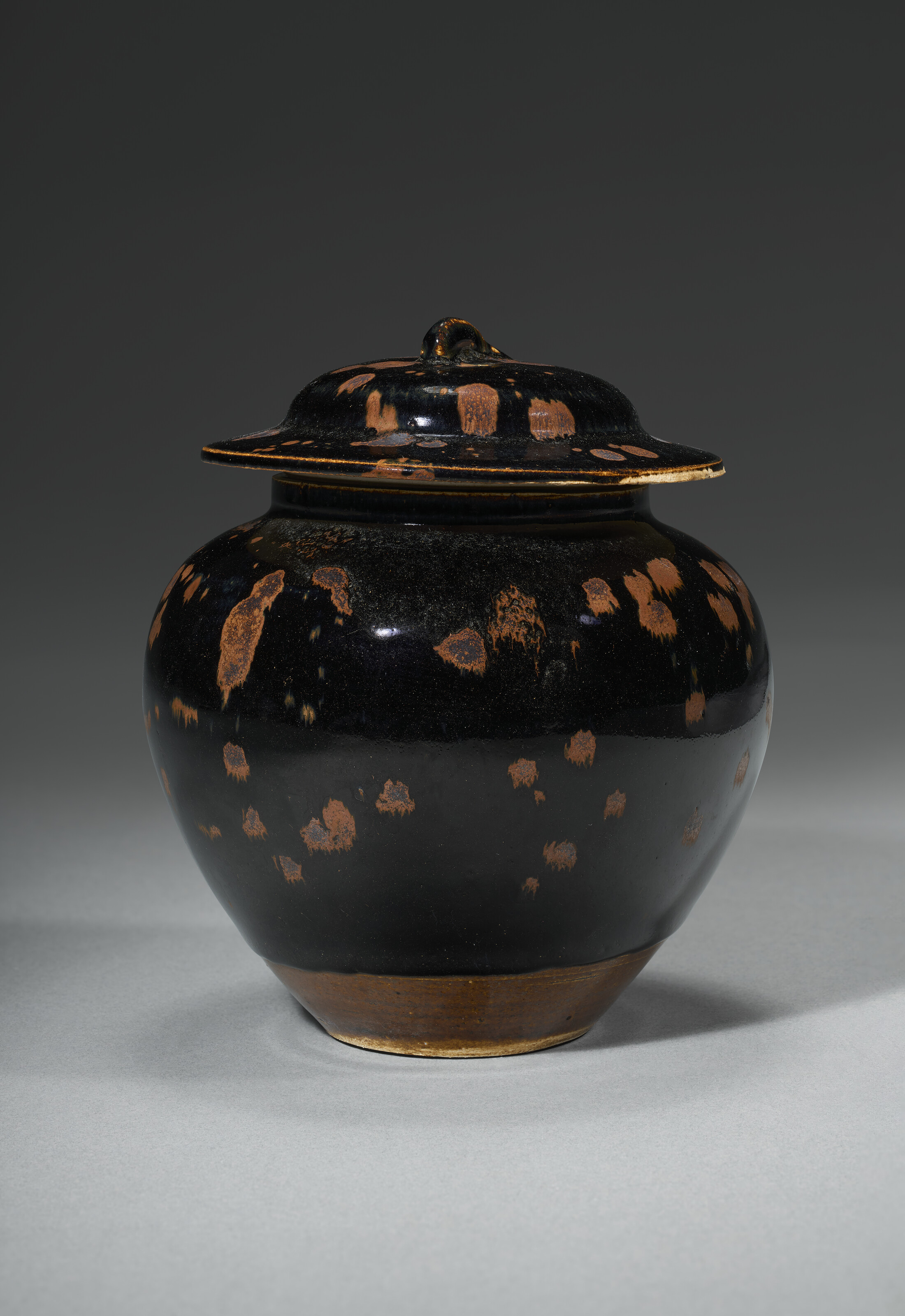 A Cizhou-type Russet-splashed Black-glazed Globular Jar And A Cover — JIN DYNASTY, 12TH-13TH CENTURY