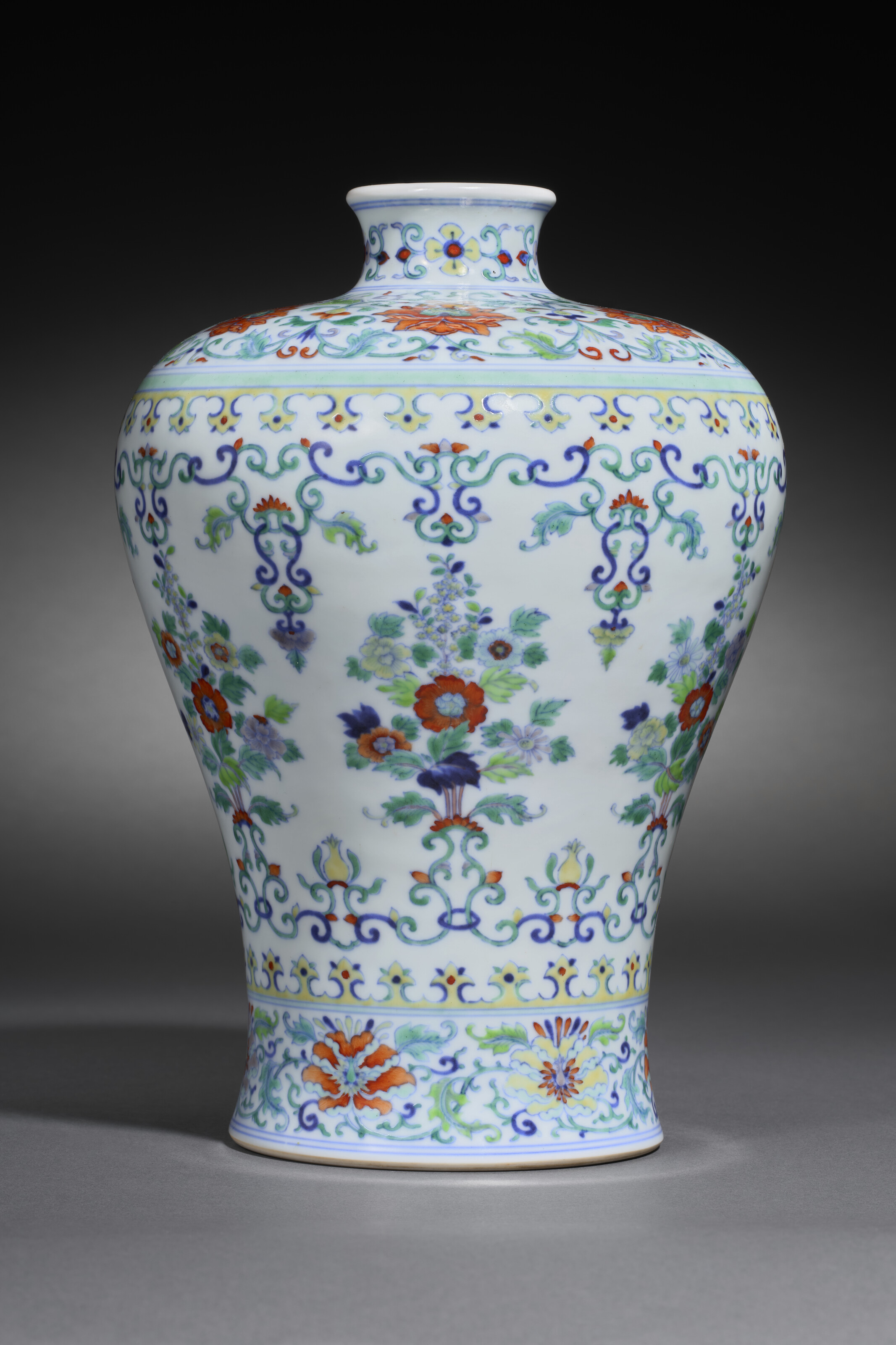 A Very Rare And Magnificent 'floral Bouquet' Doucai Vase, Meiping — YONGZHENG SIX-CHARACTER MARK IN UNDERGLAZE BLUE WITHIN A DOUBLE CIRCLE AND OF THE PERIOD (1723-1735)